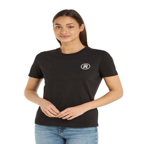 Tommy Hilfiger Cotton T-shirt With Embroidered Logo In Black