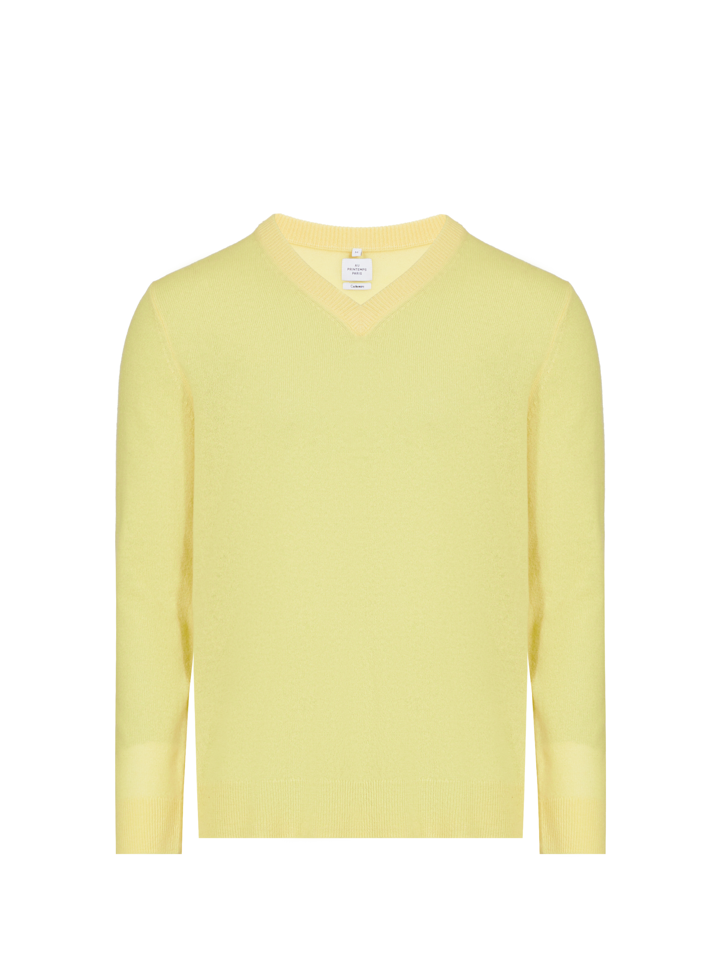 Pull col V en cachemire Jaune