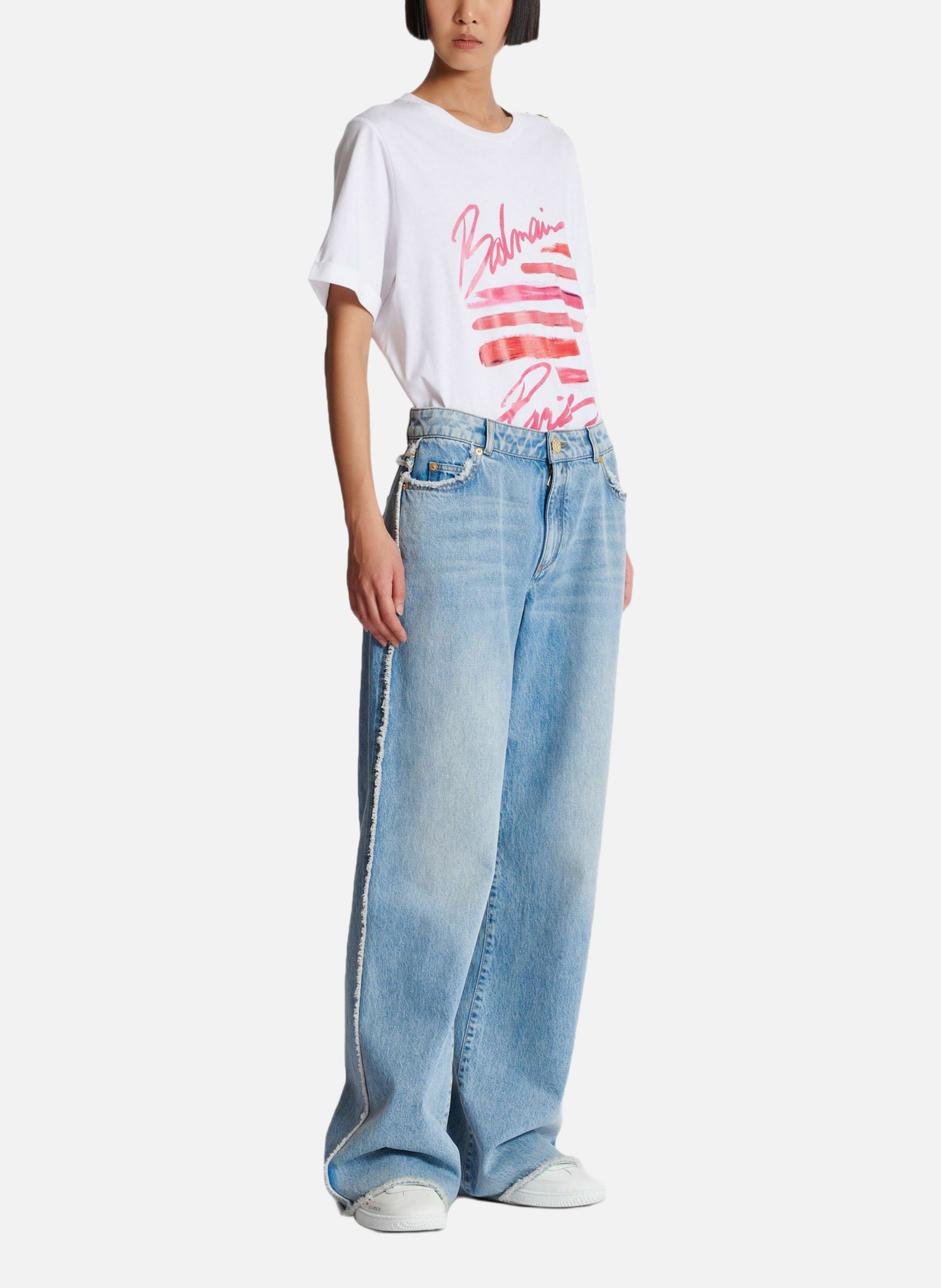 Jean droit en denim BALMAIN Bleu