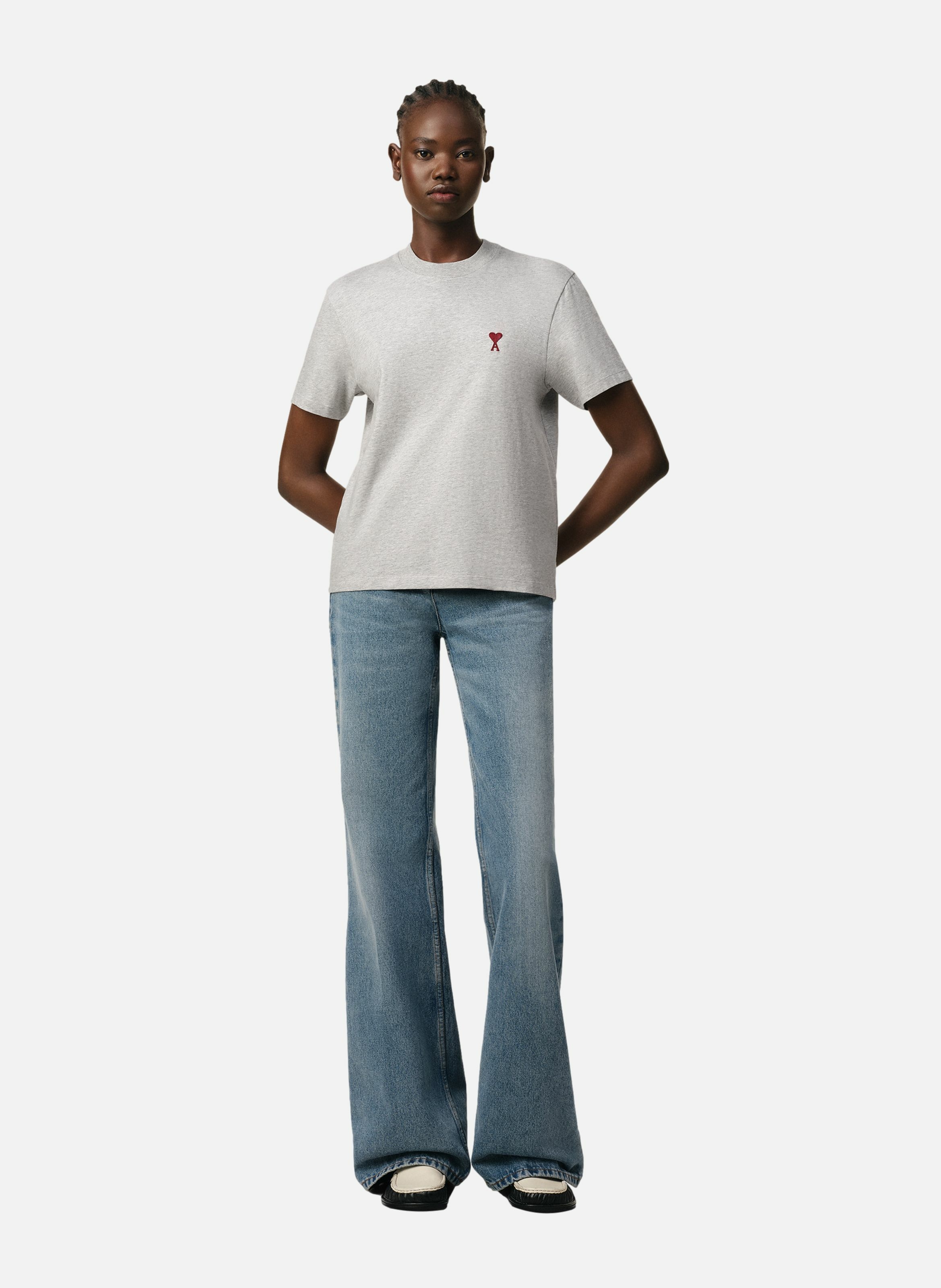 T-shirt ami de coeur rouge unisexe AMI PARIS Gris