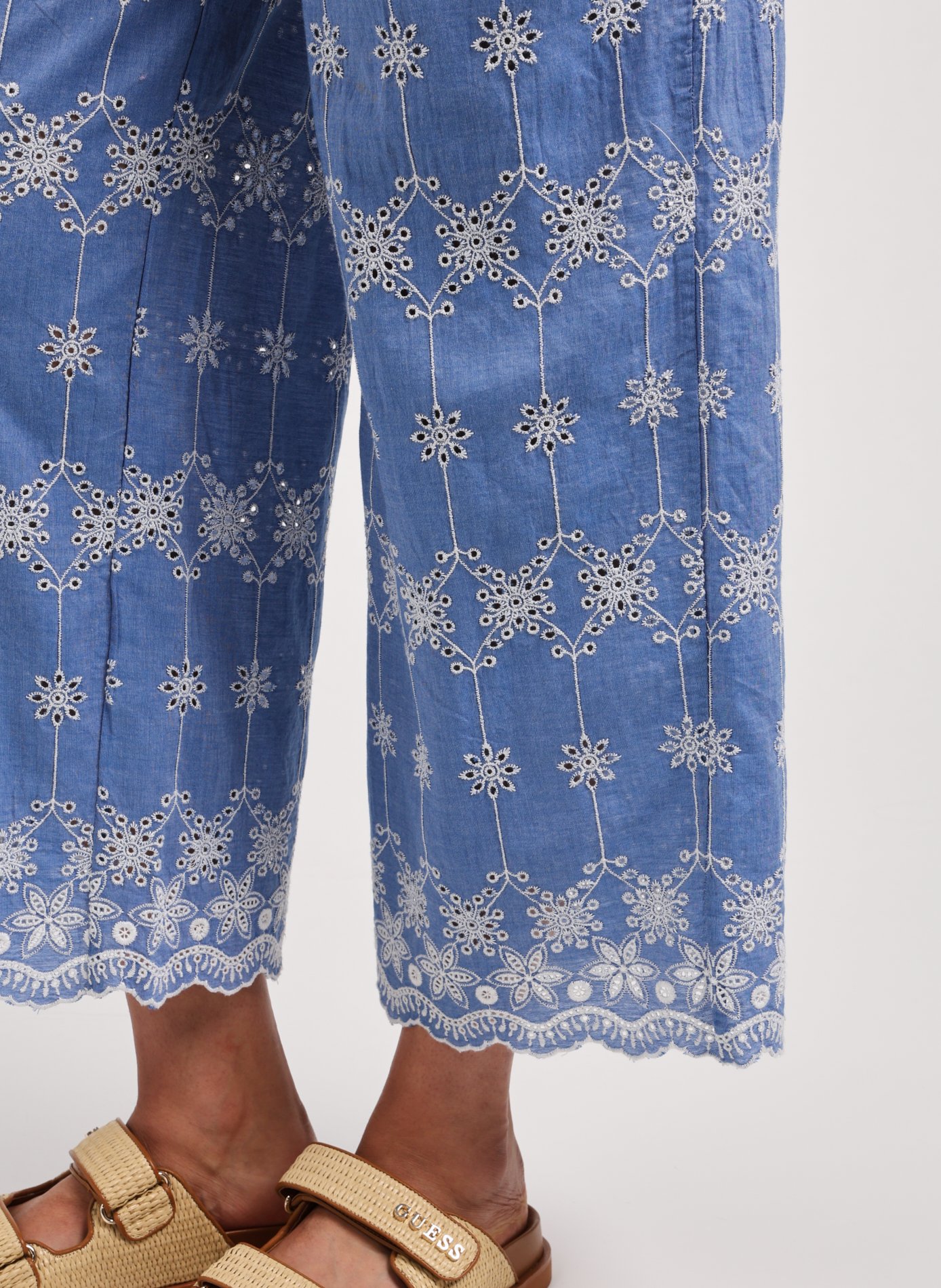 Pantalon brodé en coton  LOUISE MISHA Bleu