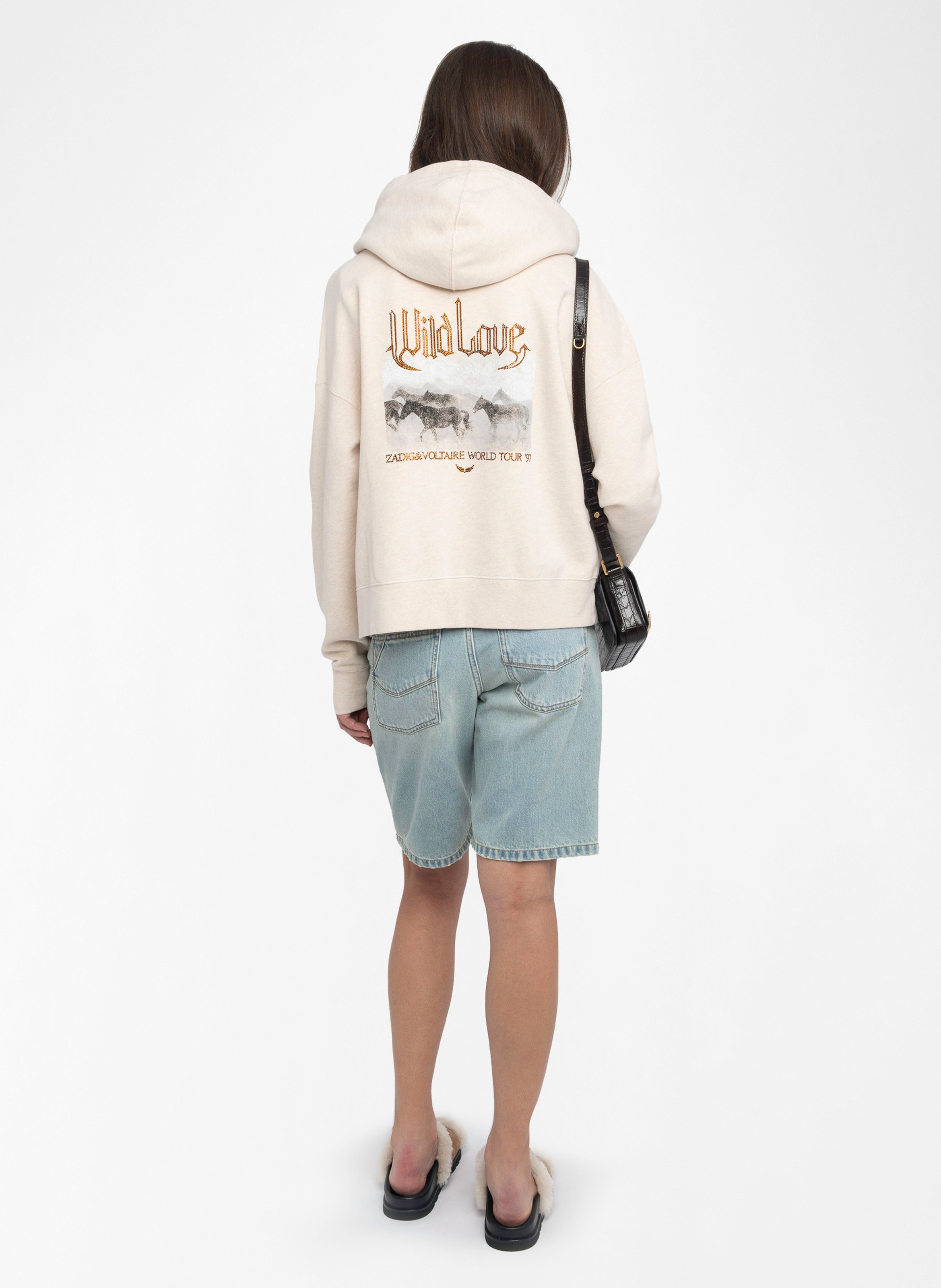 Sweat zippé à capuche à strass mia ZADIG&VOLTAIRE Marron