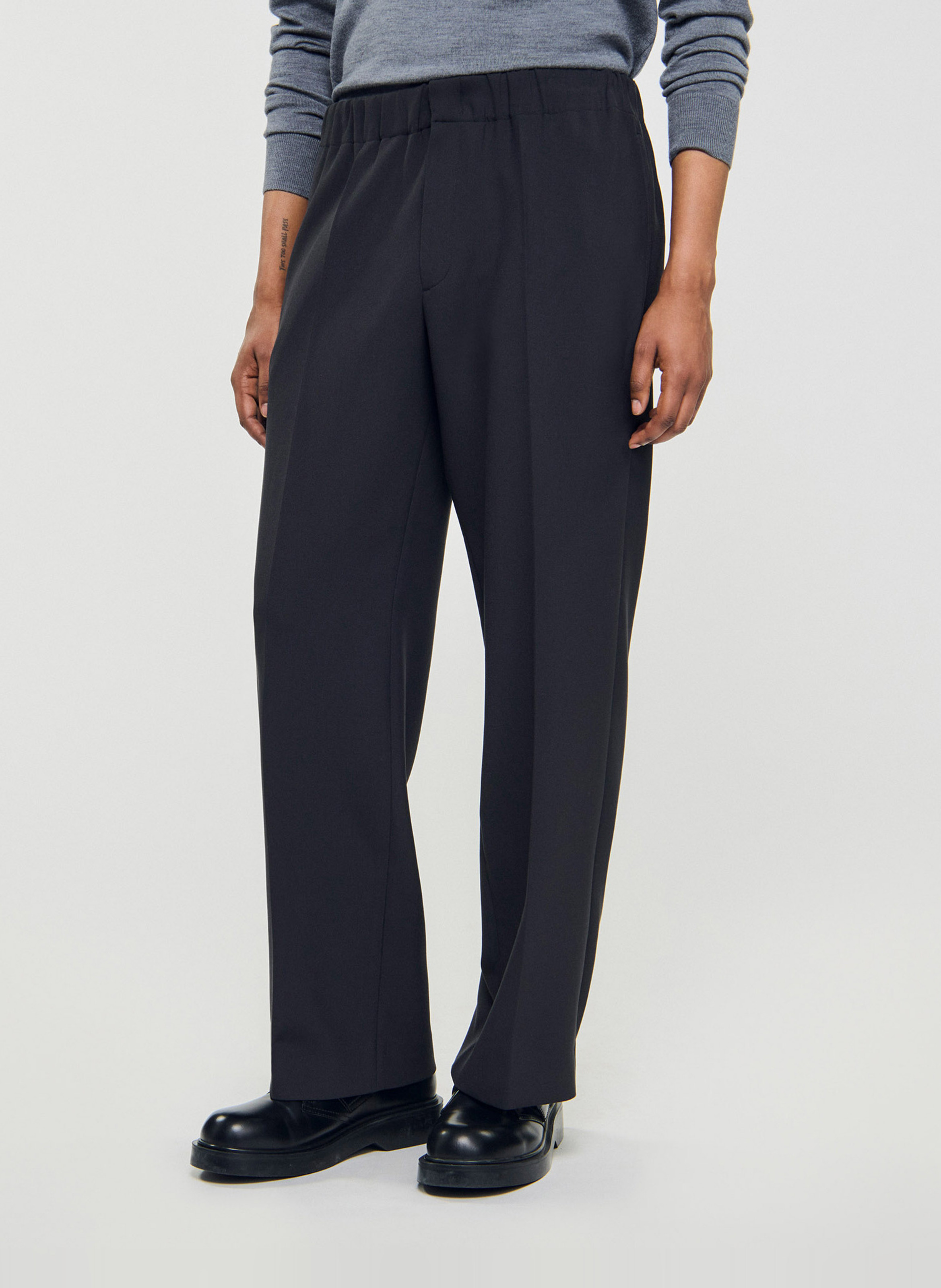 Pantalon large en jersey  Gris fonce