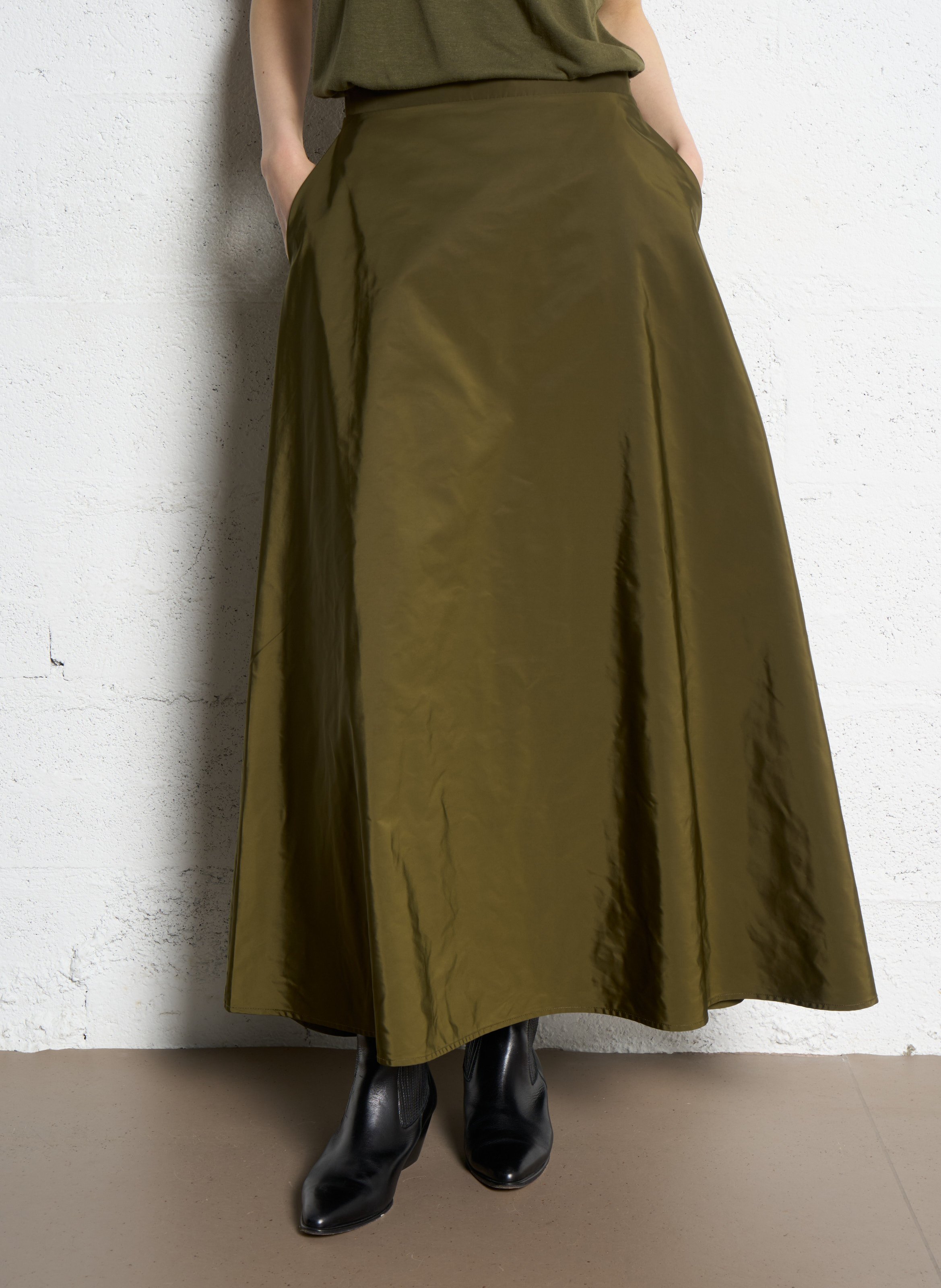 Jupe midi évasée IKKS Kaki