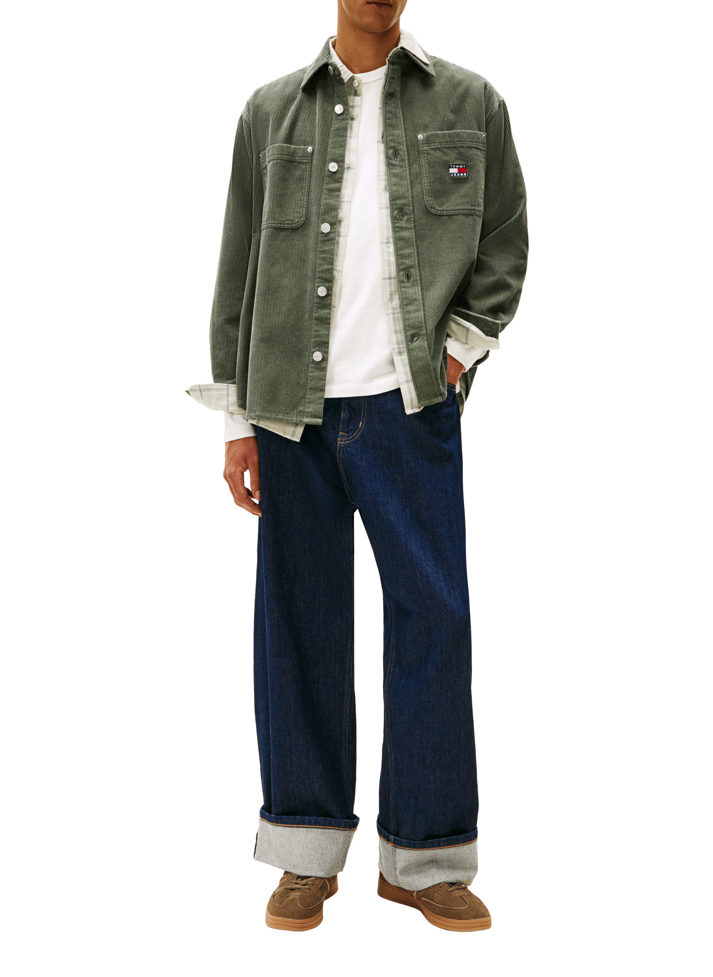Cotton corduroy shirt TOMMY HILFIGER Green