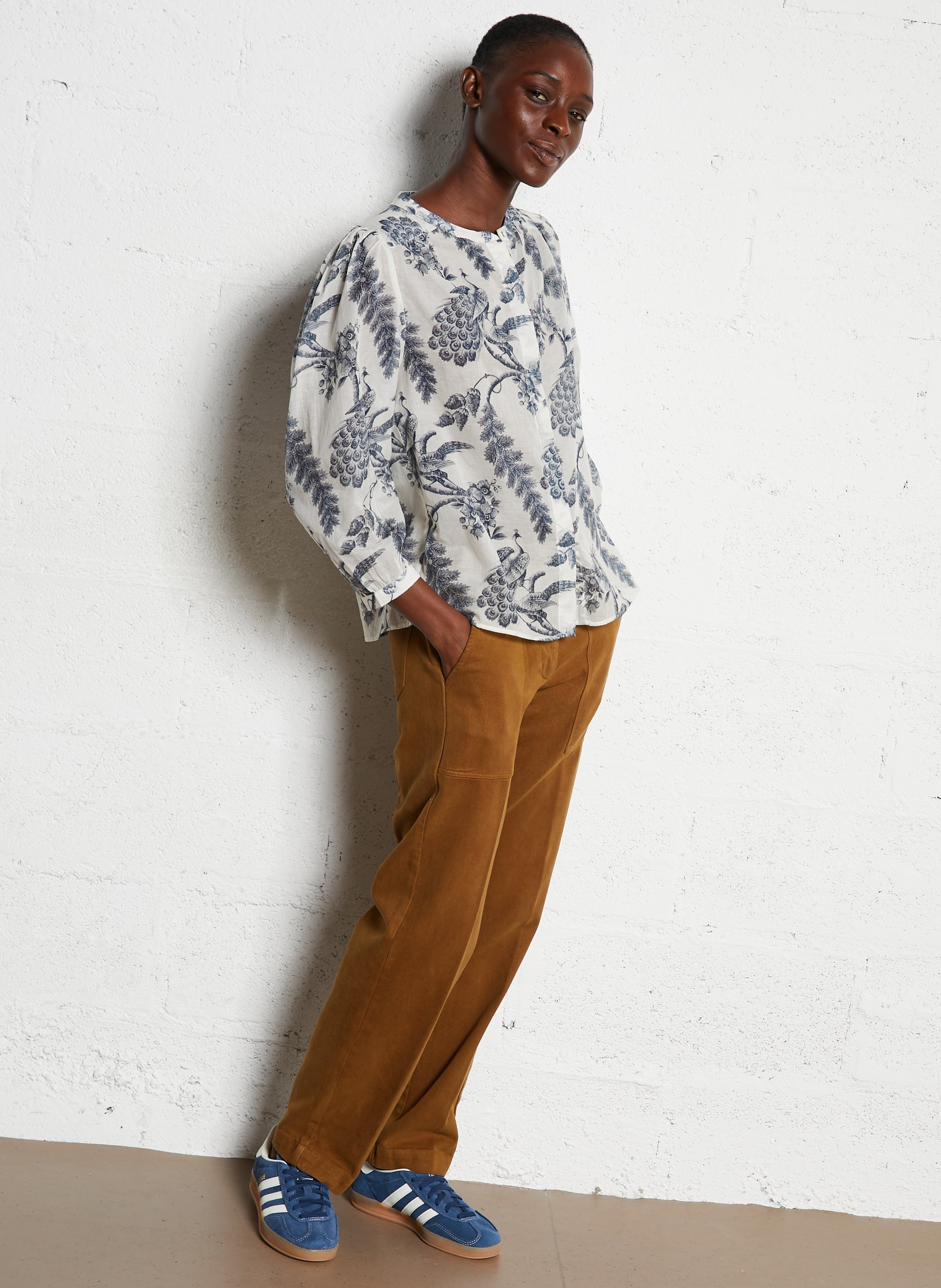 Chemise col classique en coton saphir MAISON 123 Bleu