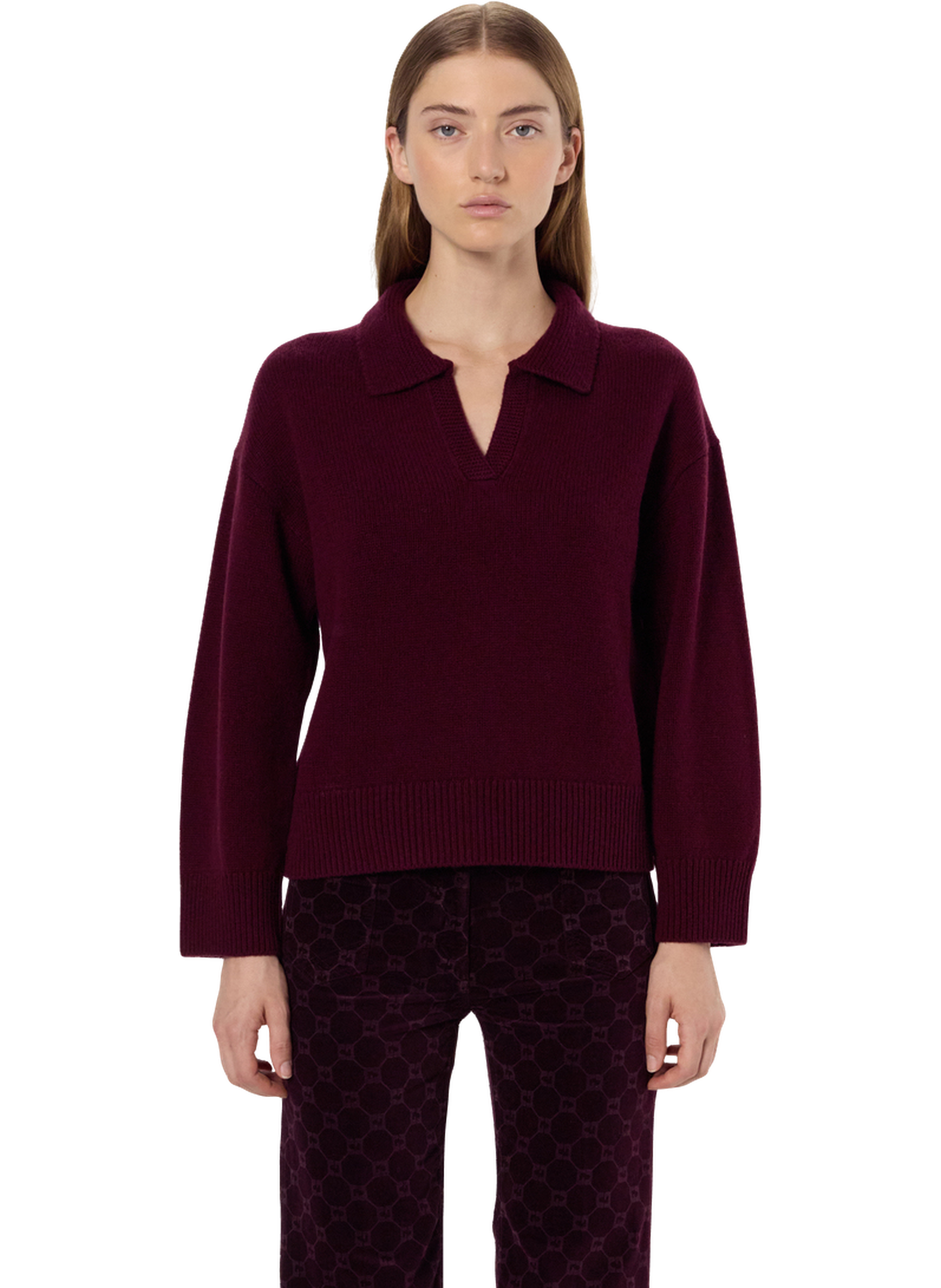 Pull à col polo en laine - enora Rouge by GERARD DAREL GERARD DAREL Pull à col polo en laine - enora Rouge