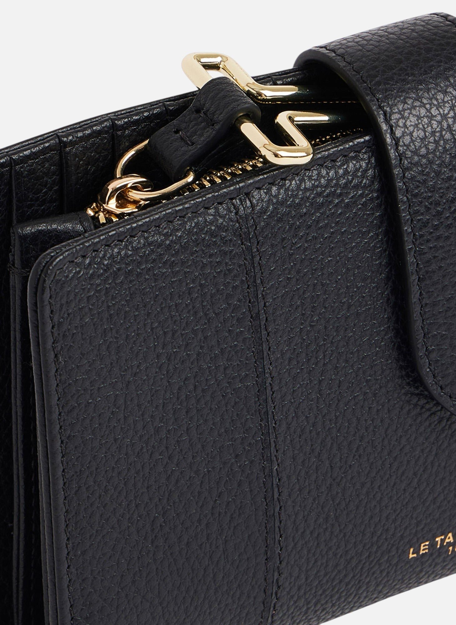 Portefeuille poche monnaie juliette en cuir grainé Noir