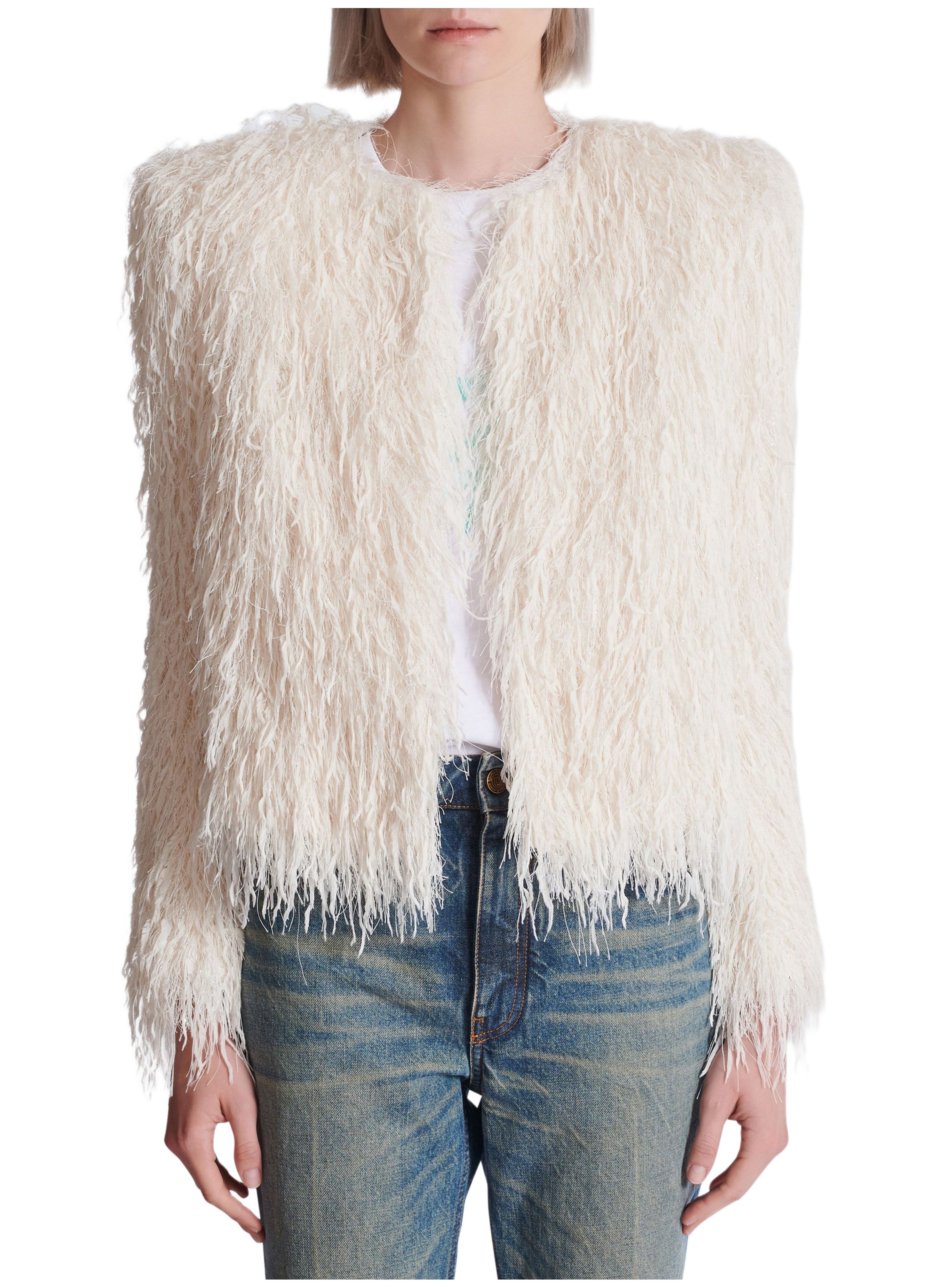 Spencer long à franges BALMAIN Blanc