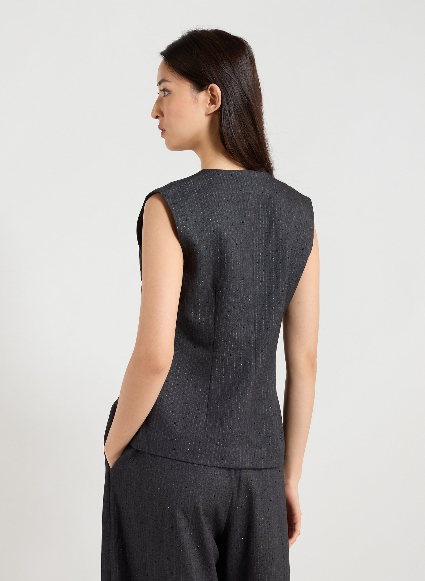 Gilet à rayures sans manches SUNCOO Gris