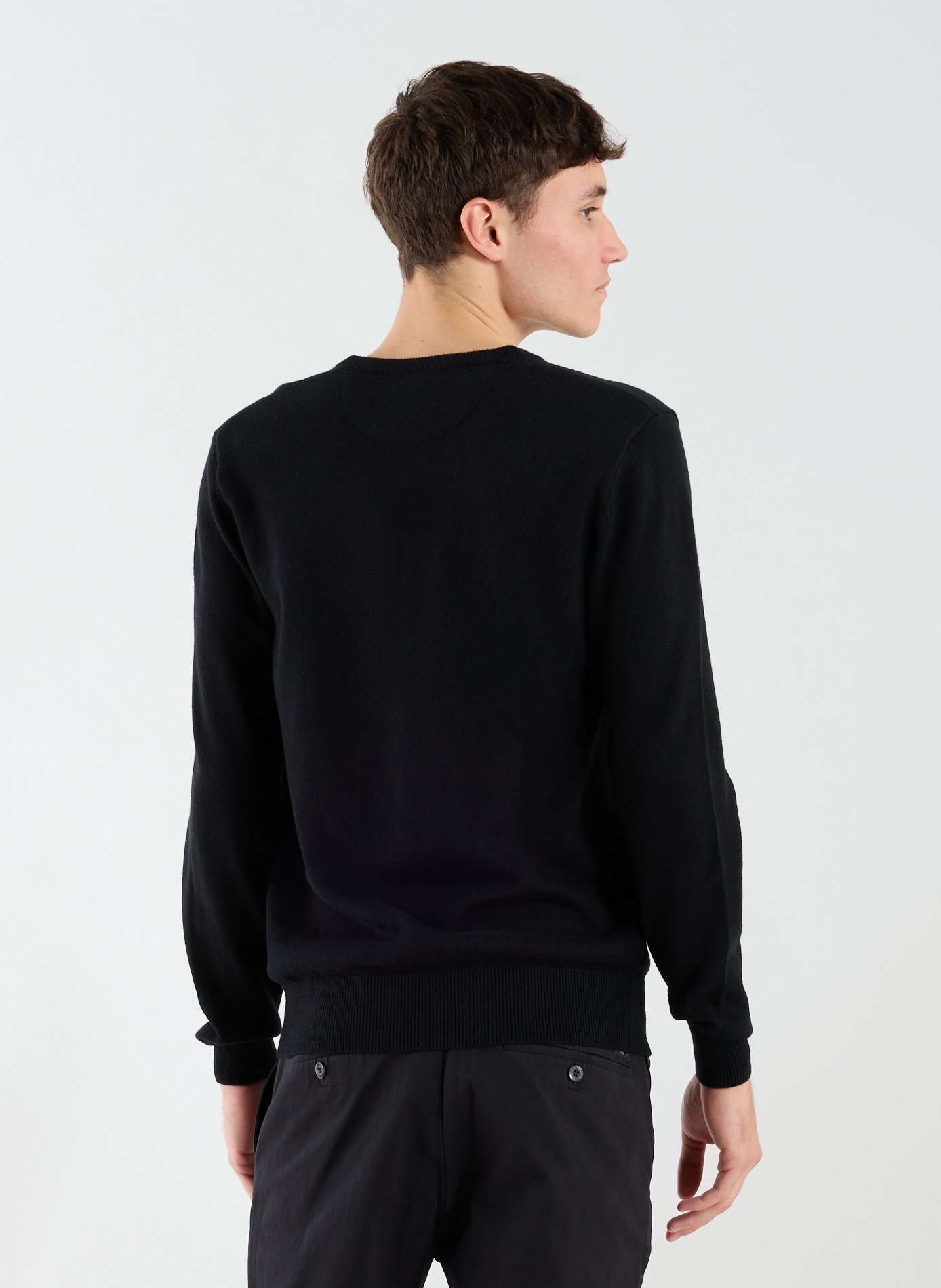 V-neck wool and cotton sweater EDEN PARK Black