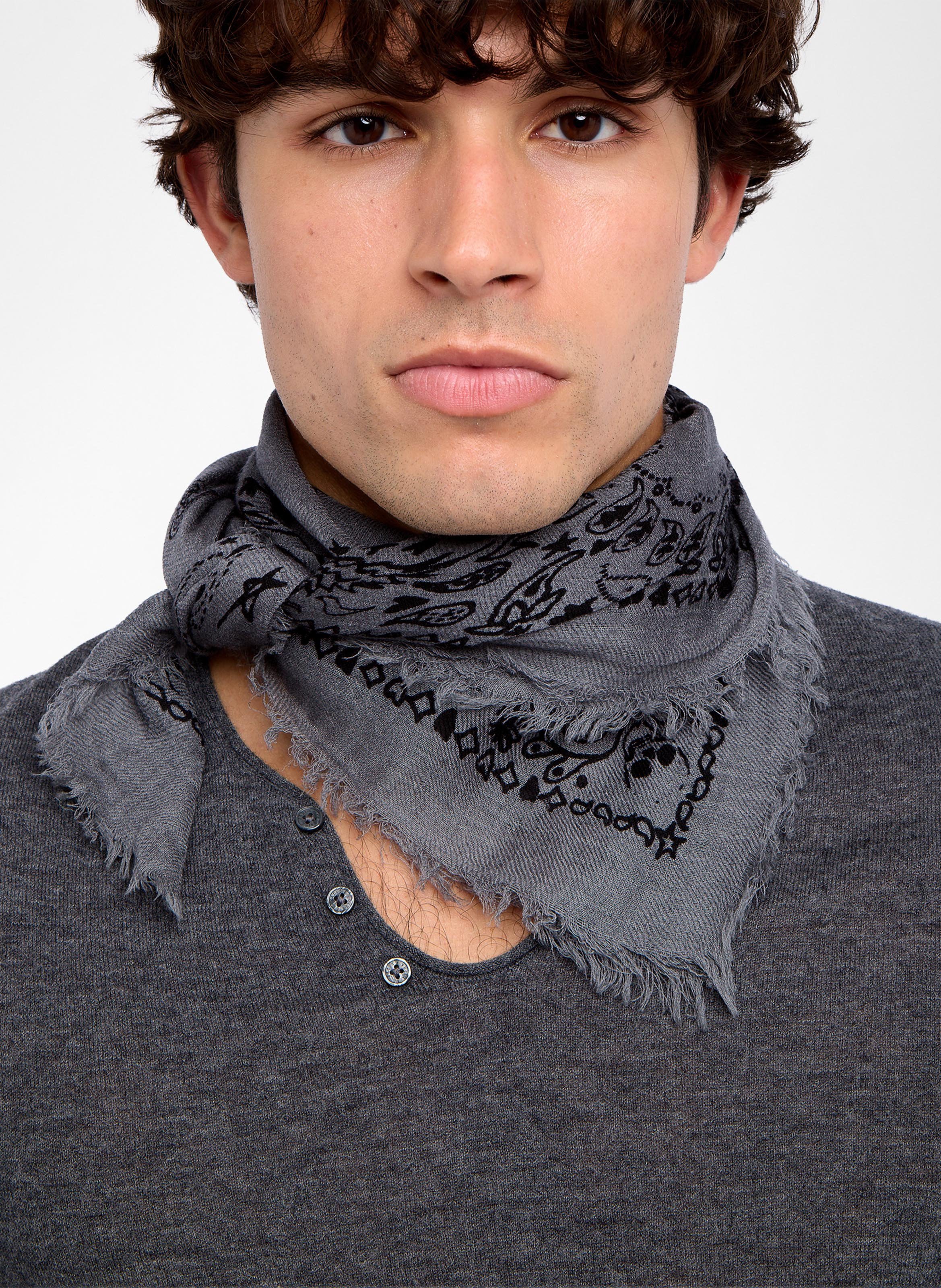 Tee-shirt col v en cachemire monastir ZADIG&VOLTAIRE Gris