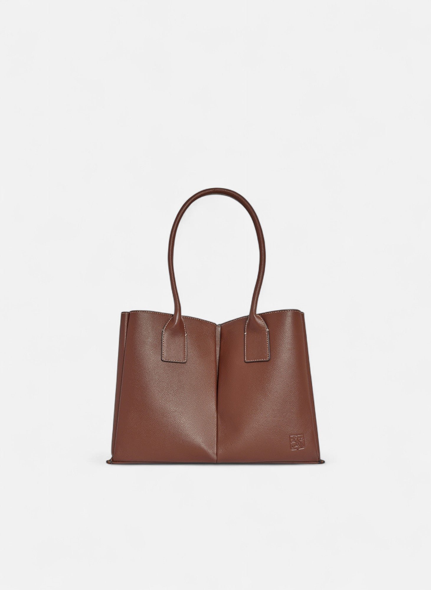 Grand sac cabas elena en cuir grainé Marron