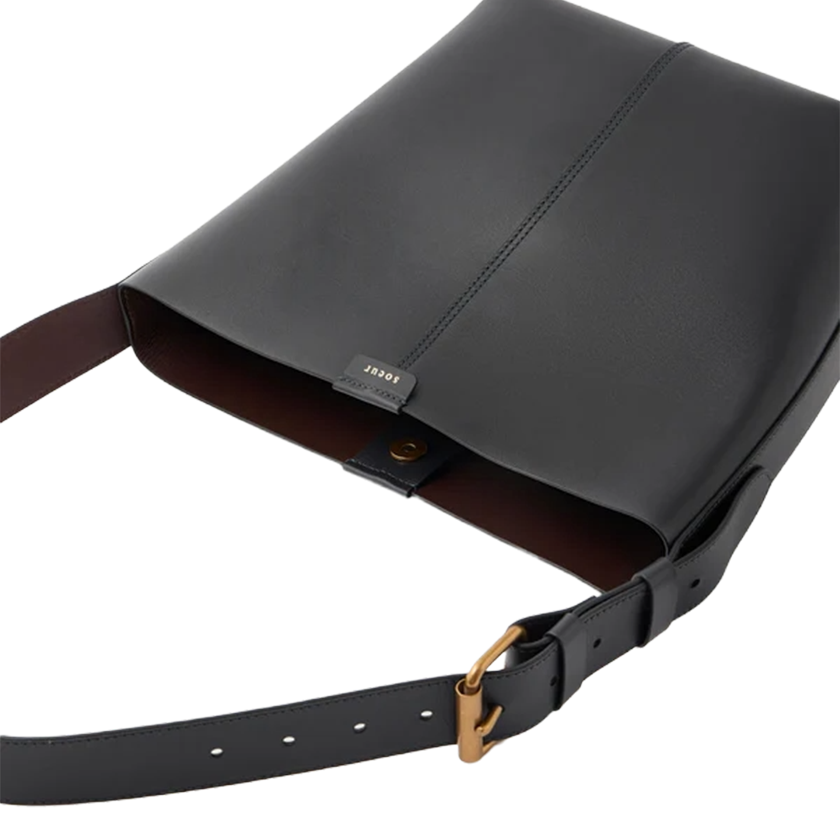 Sac seau en cuir saudade mini SOEUR Marron