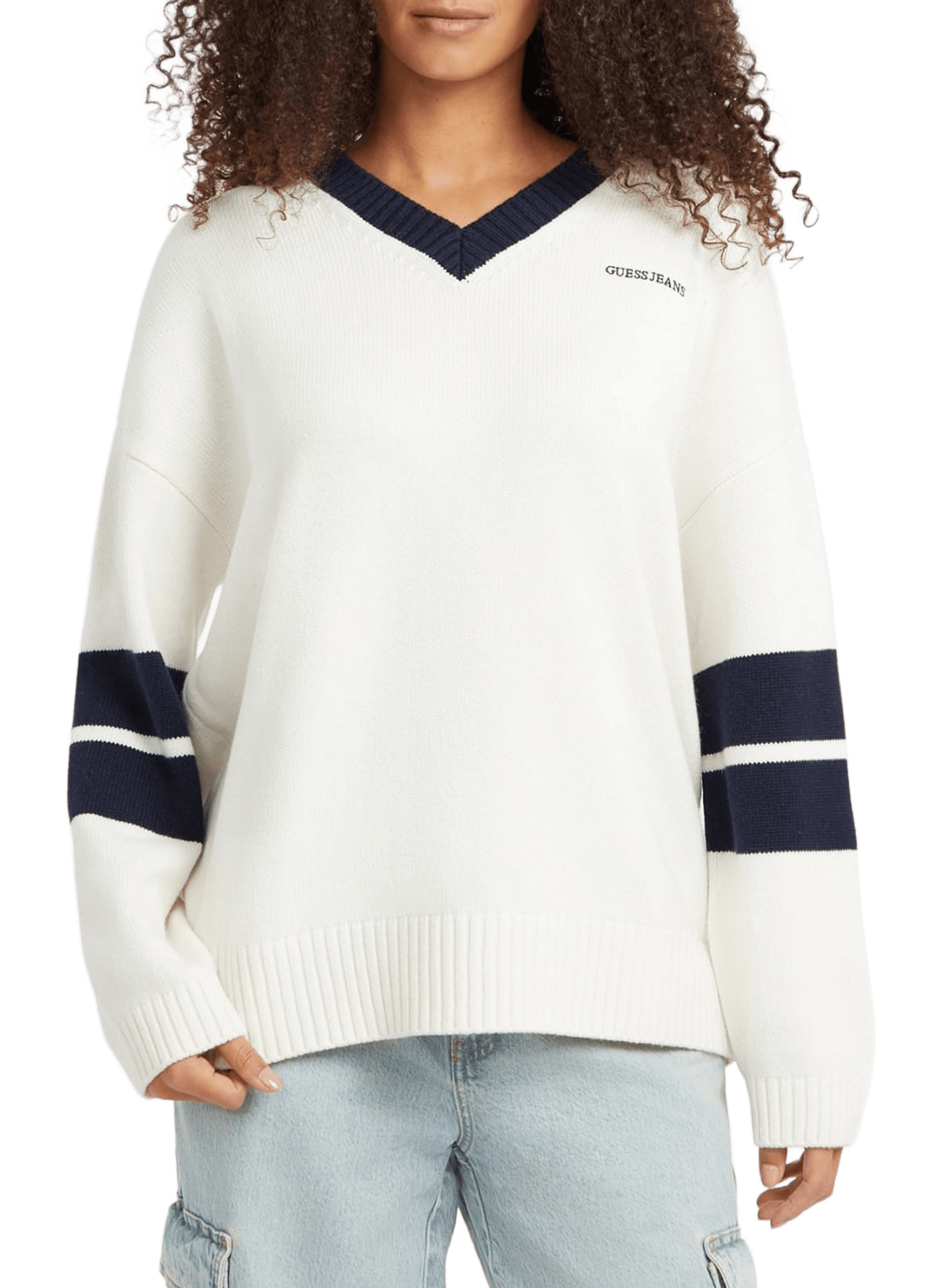 Pull droit en coton mélangé GUESS Beige