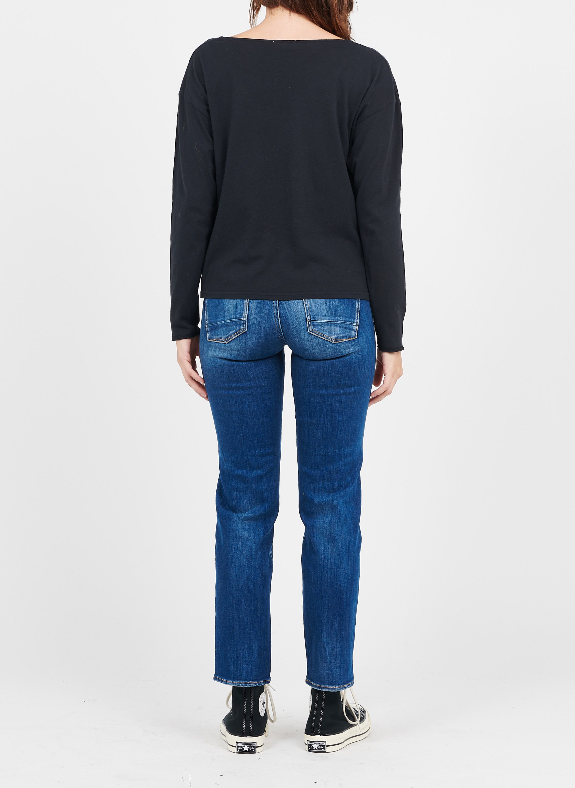 Tee-shirt ample à col bateau en coton aksun AMERICAN VINTAGE Noir