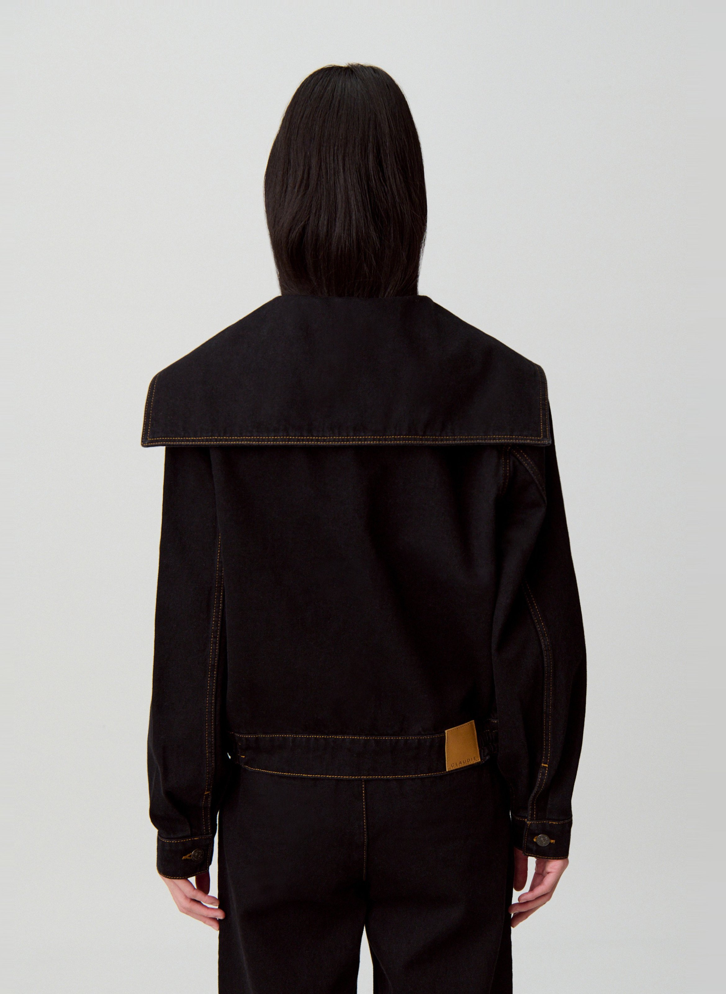 Veste en jean droite en coton CLAUDIE PIERLOT Noir