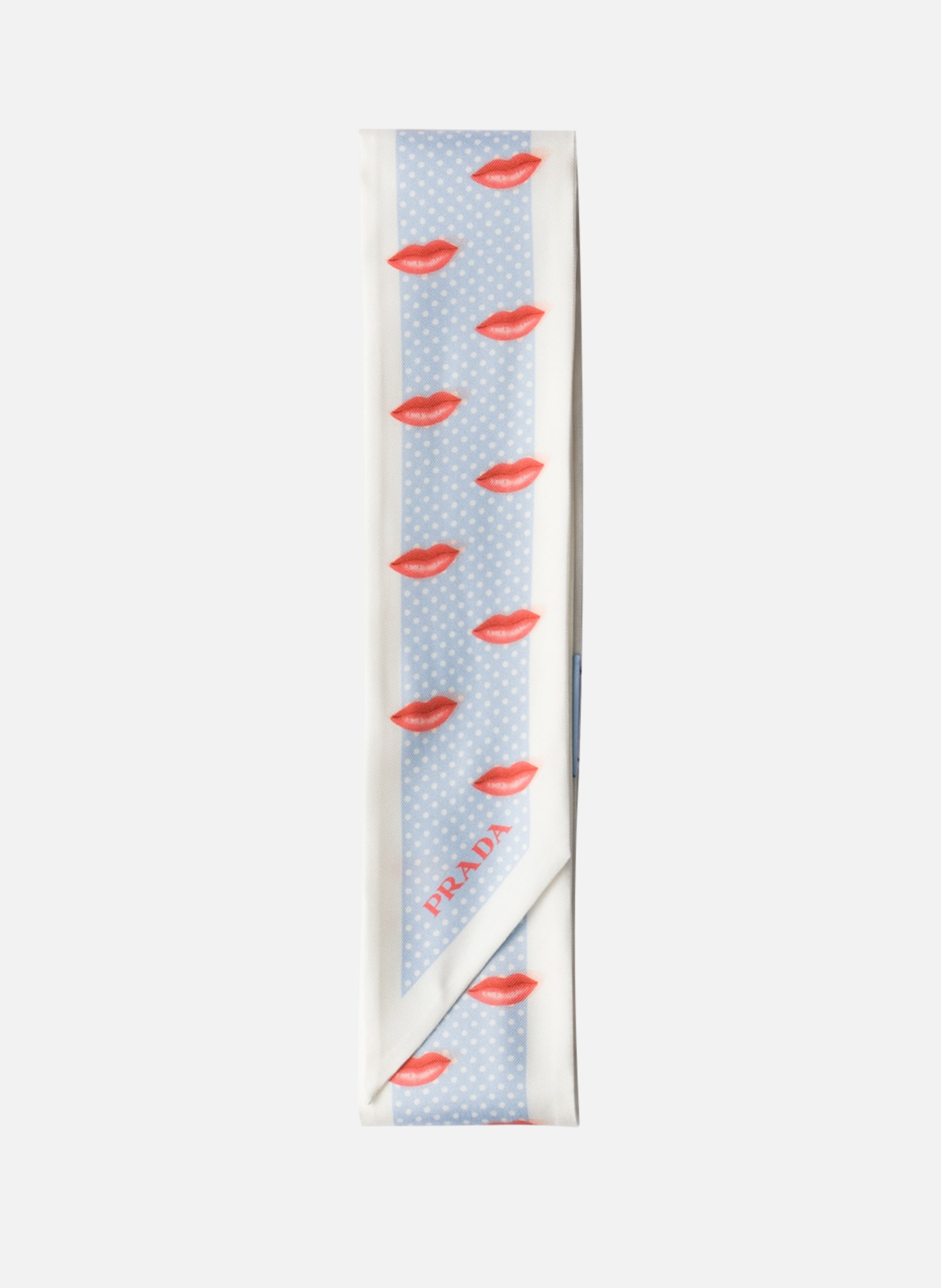 Foulard fin en sergé de soie imprimé PRADA Bleu