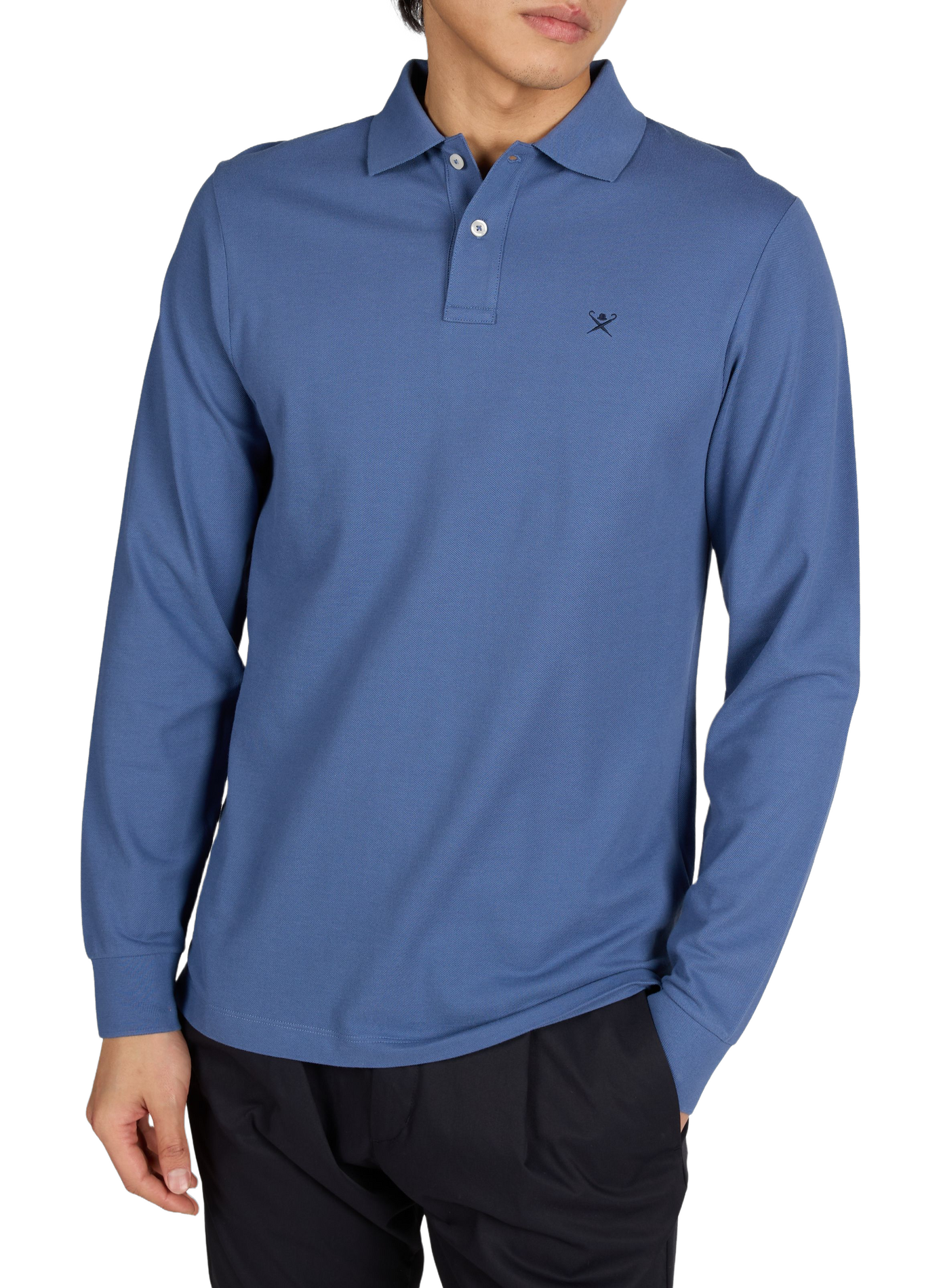Long-sleeve cotton Polo shirt HACKETT Blue