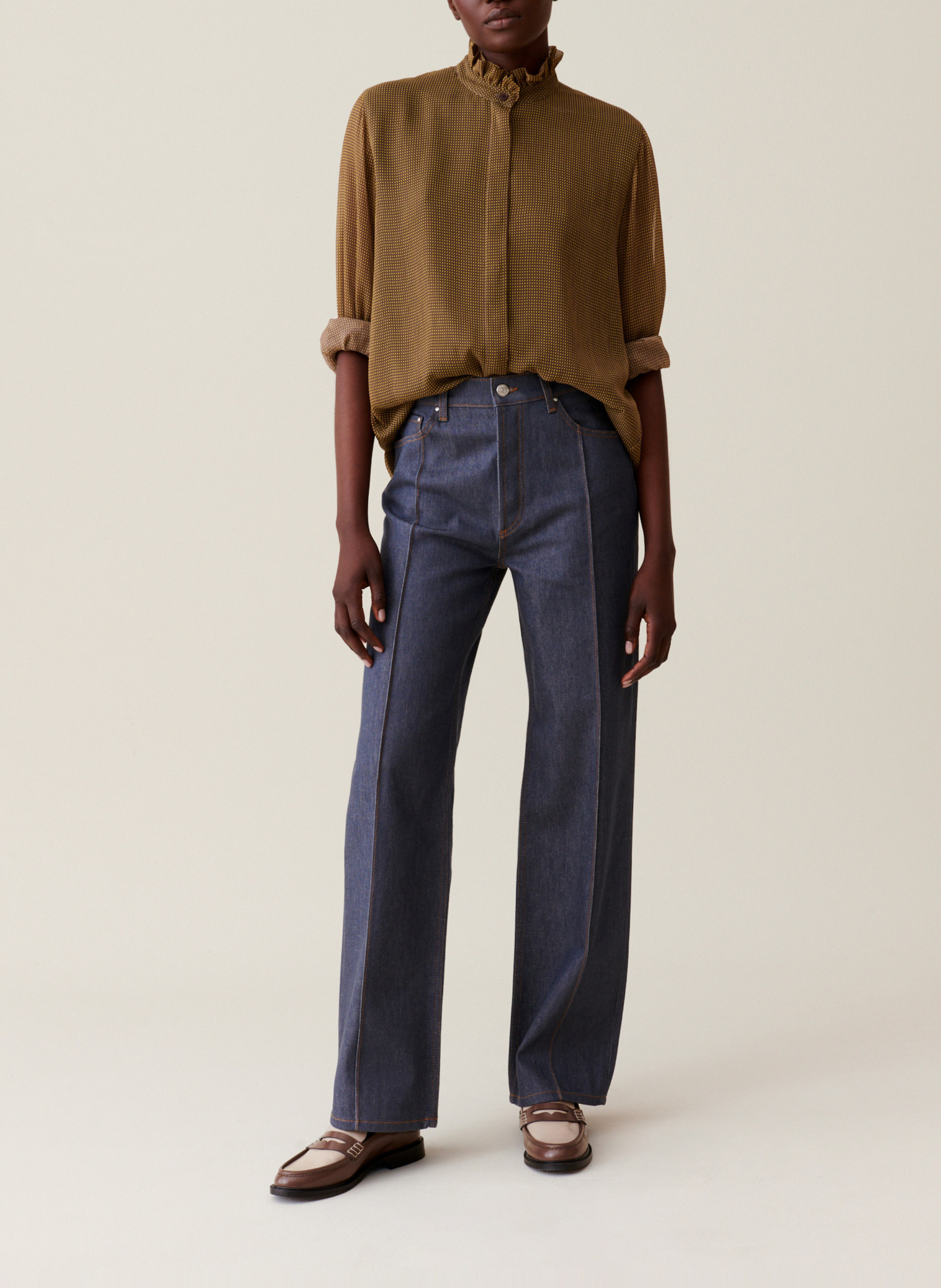 Chemise fluide à petits carreaux CLAUDIE PIERLOT Jaune