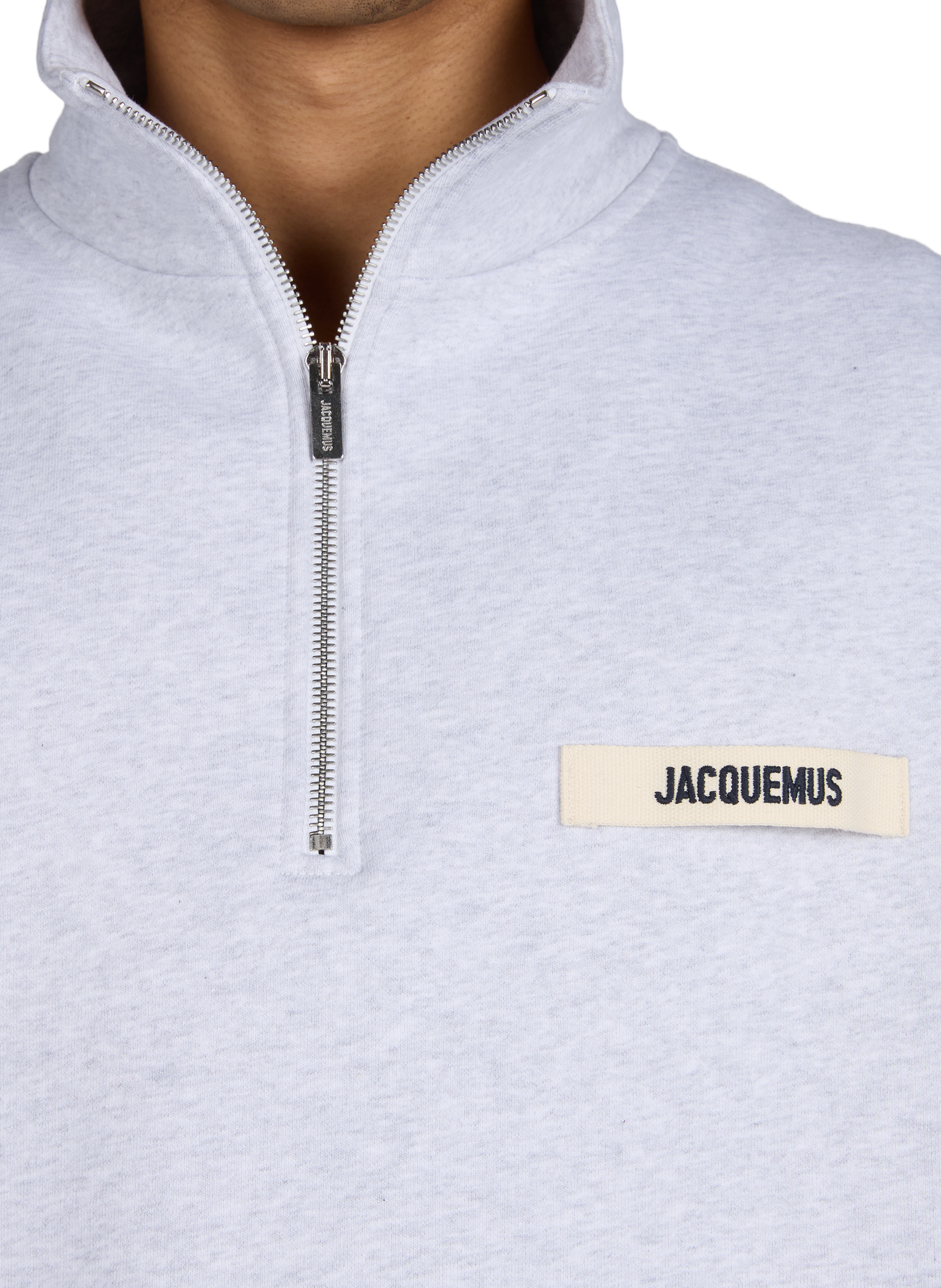 Sweat à col zippé camionneur Gros Grain en coton JACQUEMUS Gris