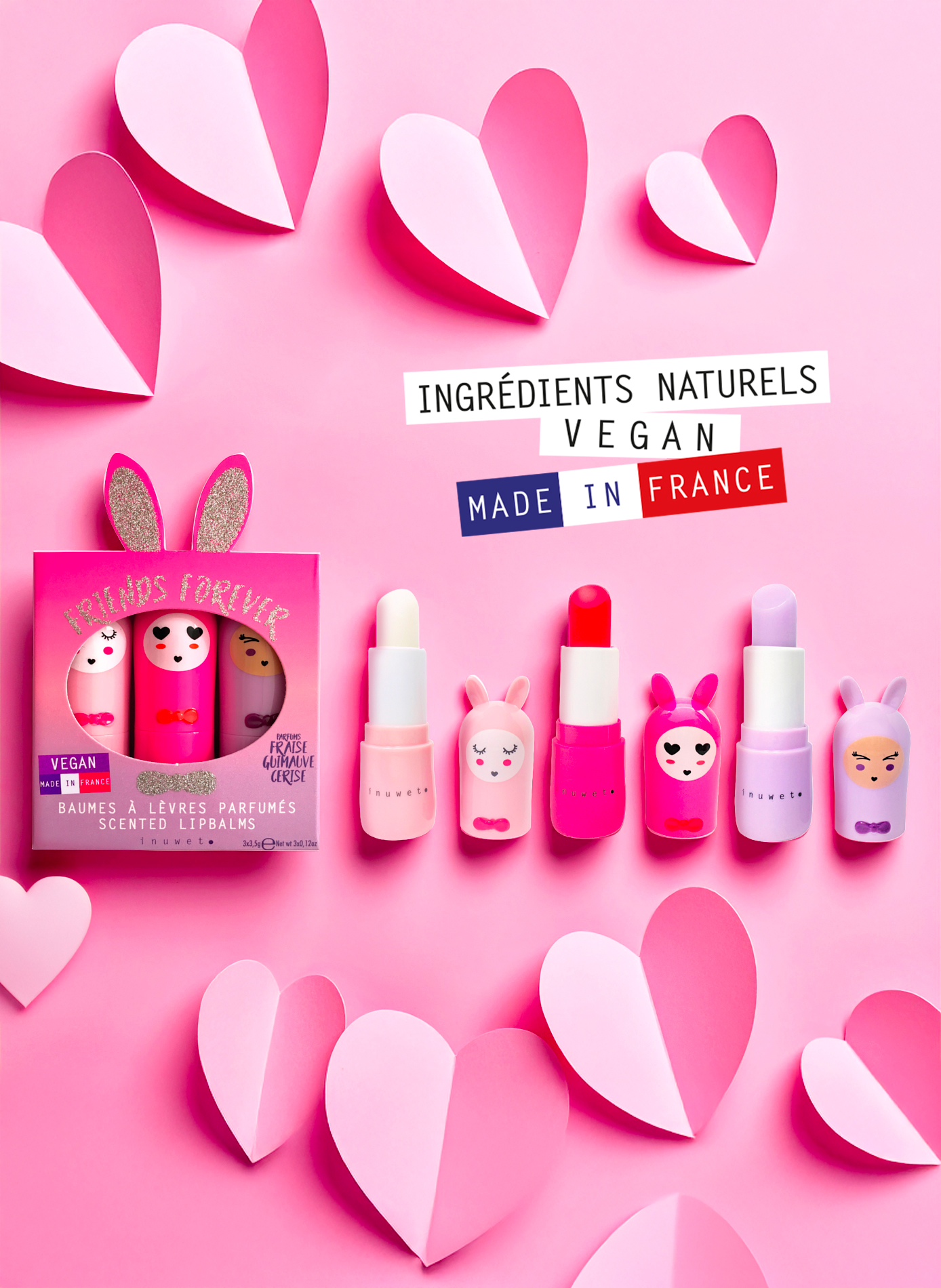 Coffret trio friends forever - 3 baumes à lèvres INUWET No color