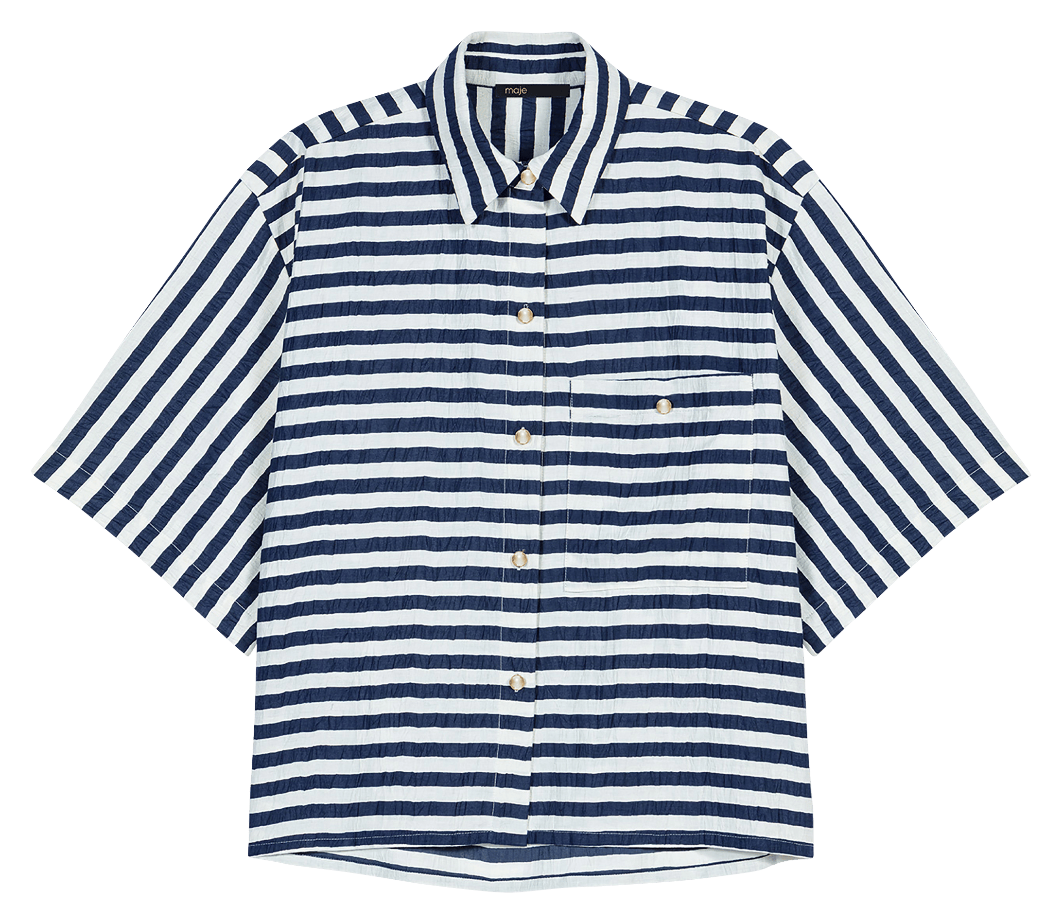 Chemise droite col classique à rayures MAJE Blanc