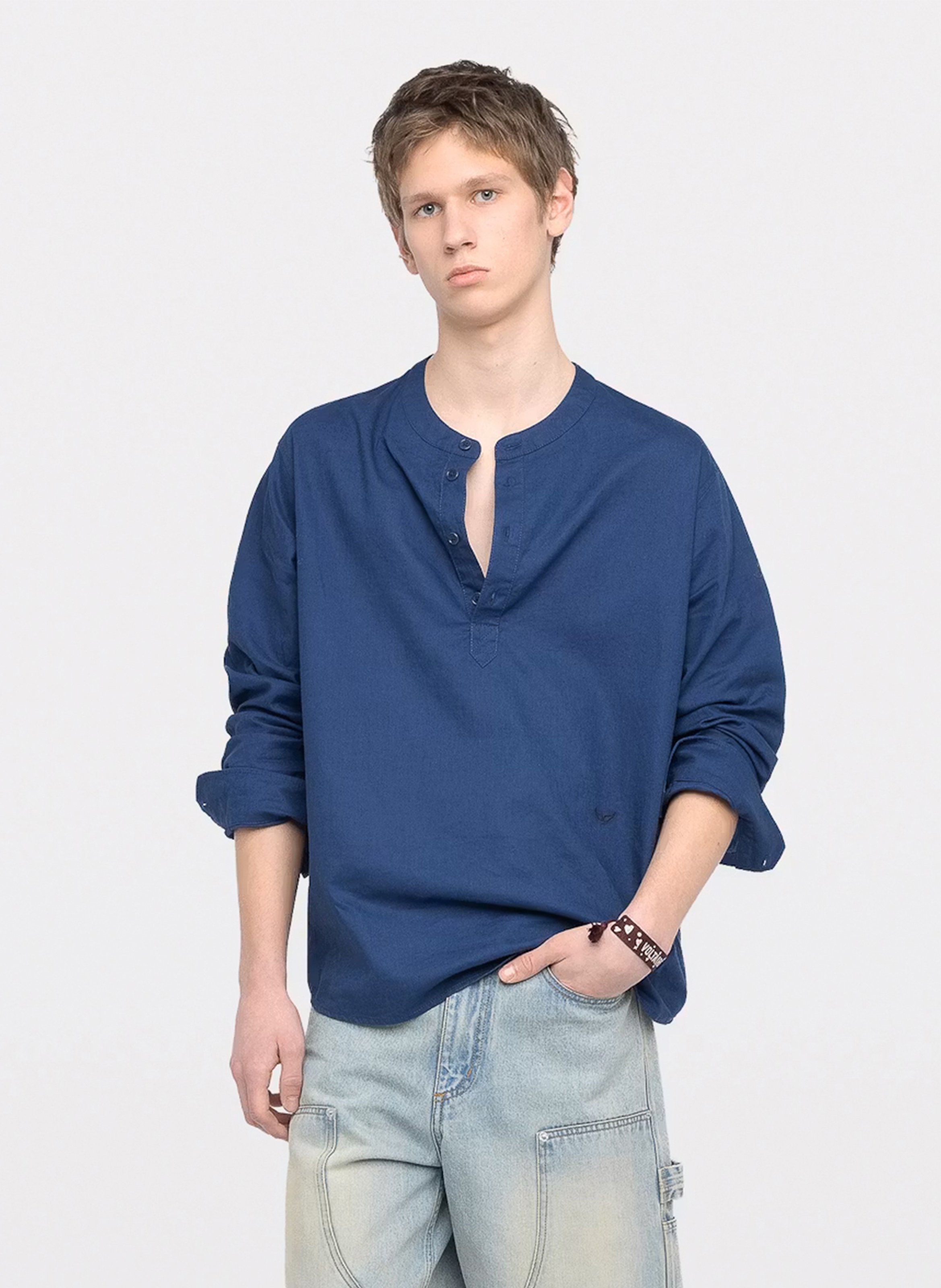 Blouse col rond ample unie en lin mélangé sora ZADIG&VOLTAIRE Bleu