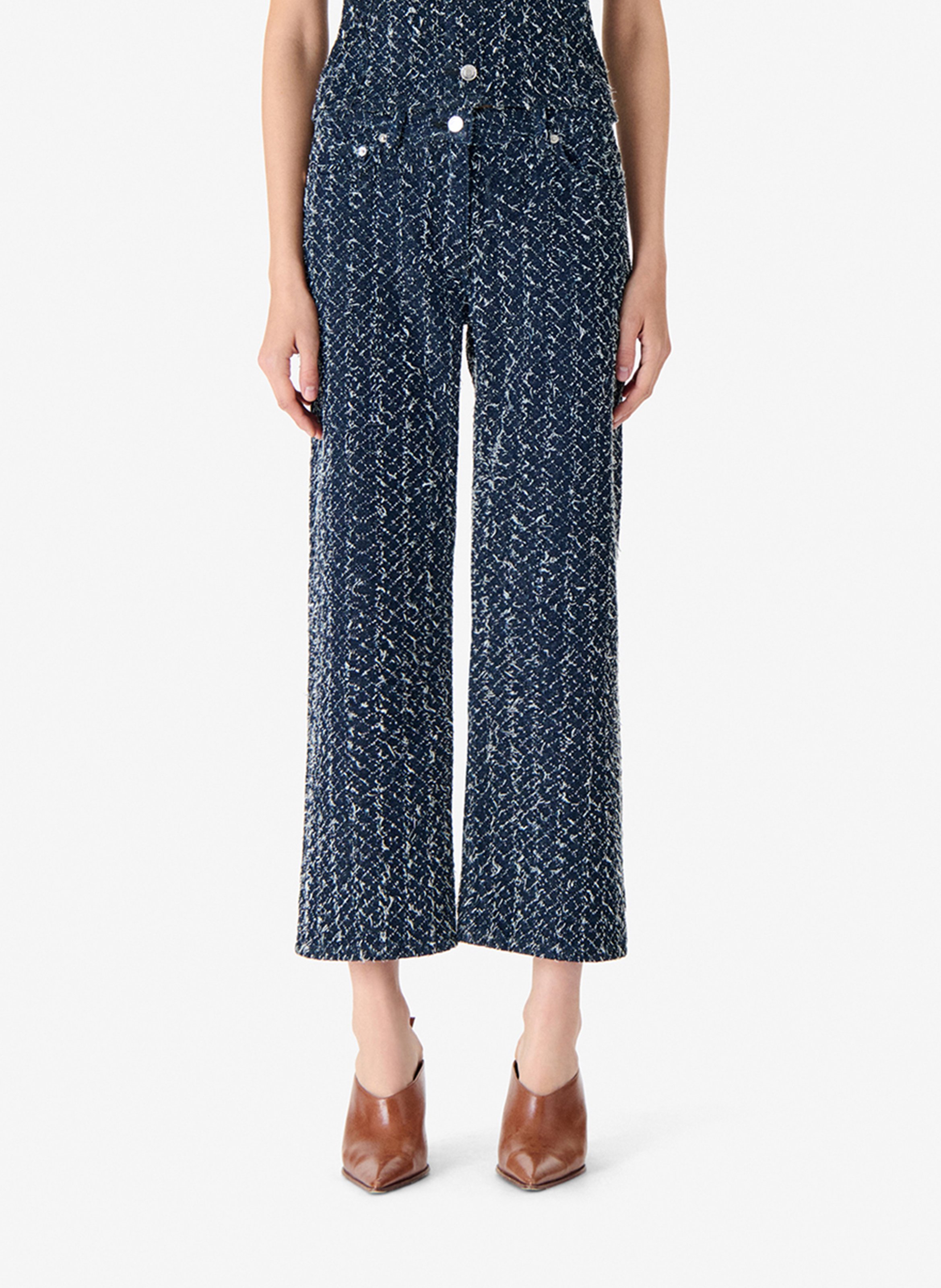 Pantalon 7/8ème en tweed vasil IRO Bleu