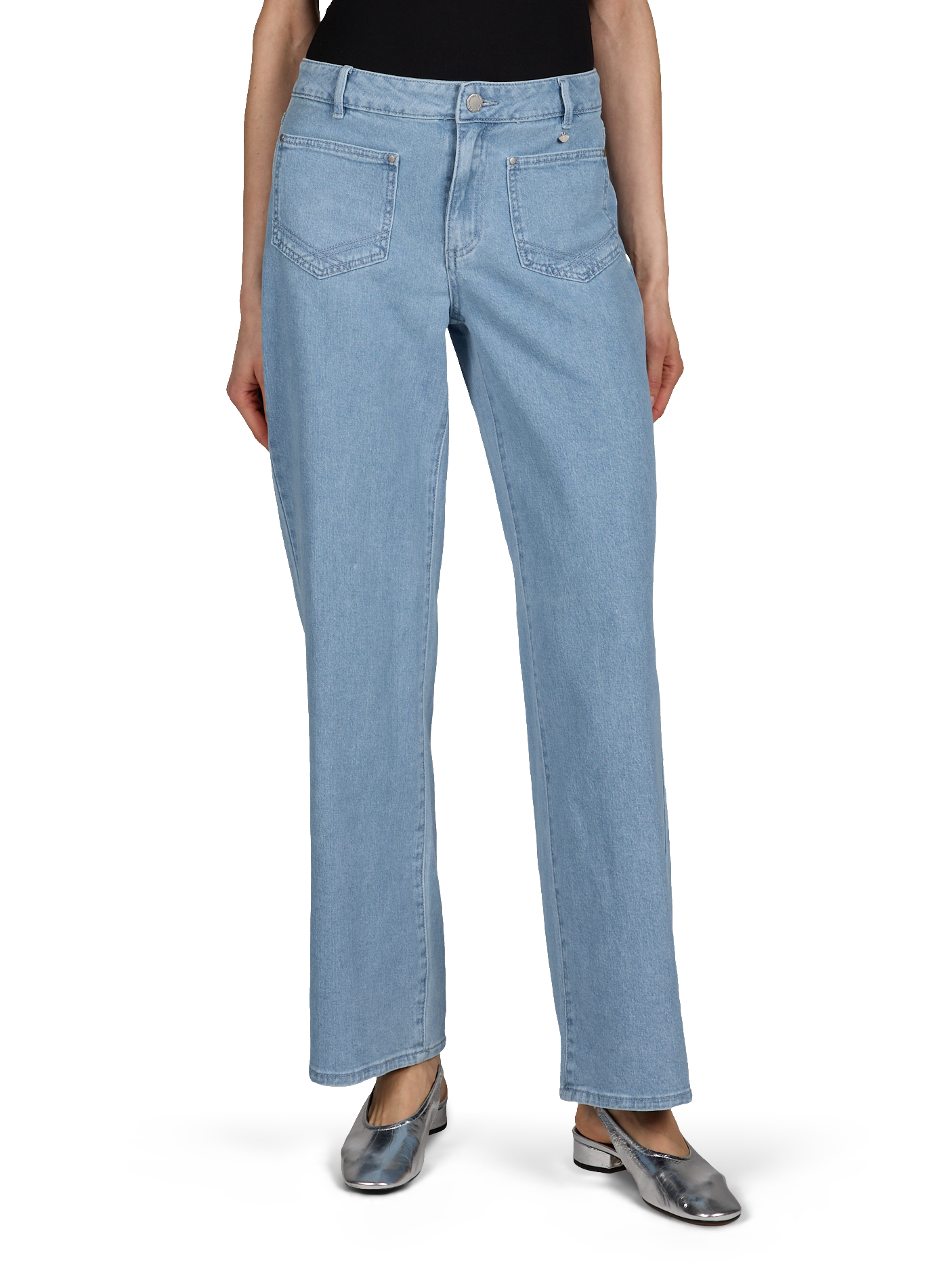 Jean droit taille basse en coton mélangé VILA Bleu