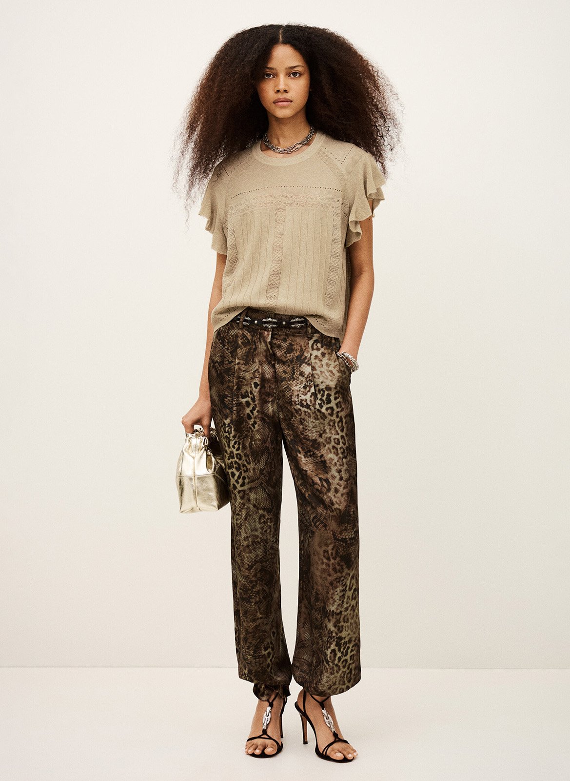 Pull col rond en maille piera BA&SH Doré