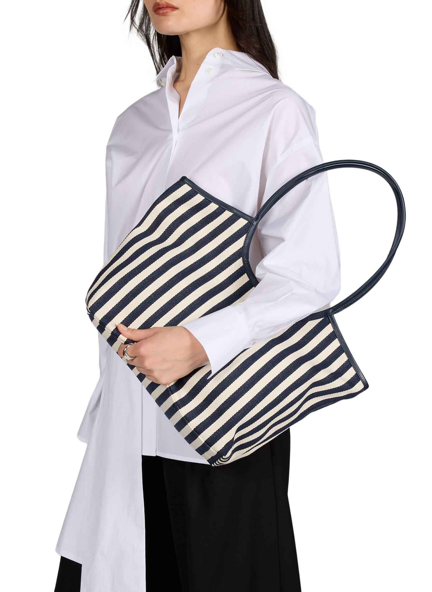 Sac cabas Milan en coton et cuir suédé NAT & NIN Bleu