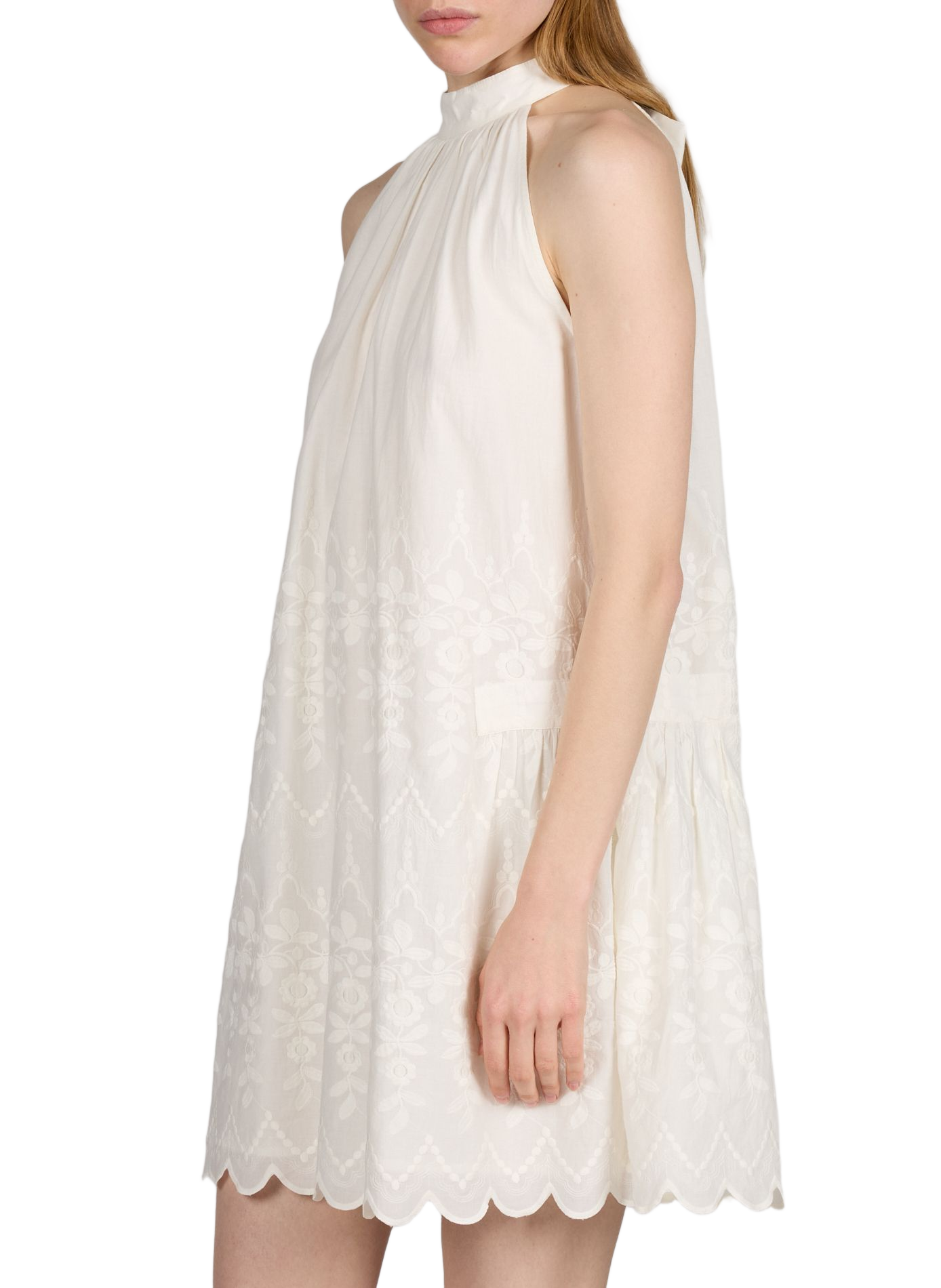 Short loose embroidered dress PETITE MENDIGOTE White