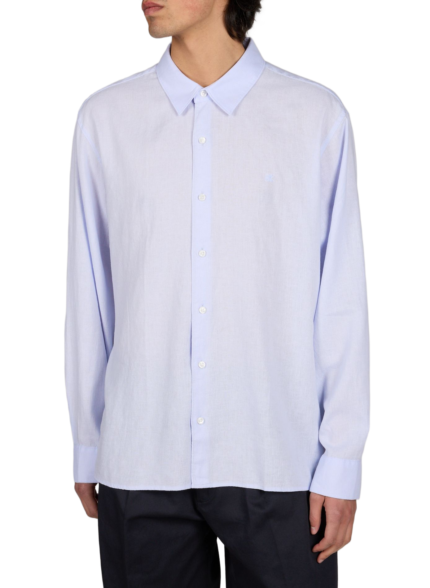 Straight shirt in mixed linen CALVIN KLEIN Blue
