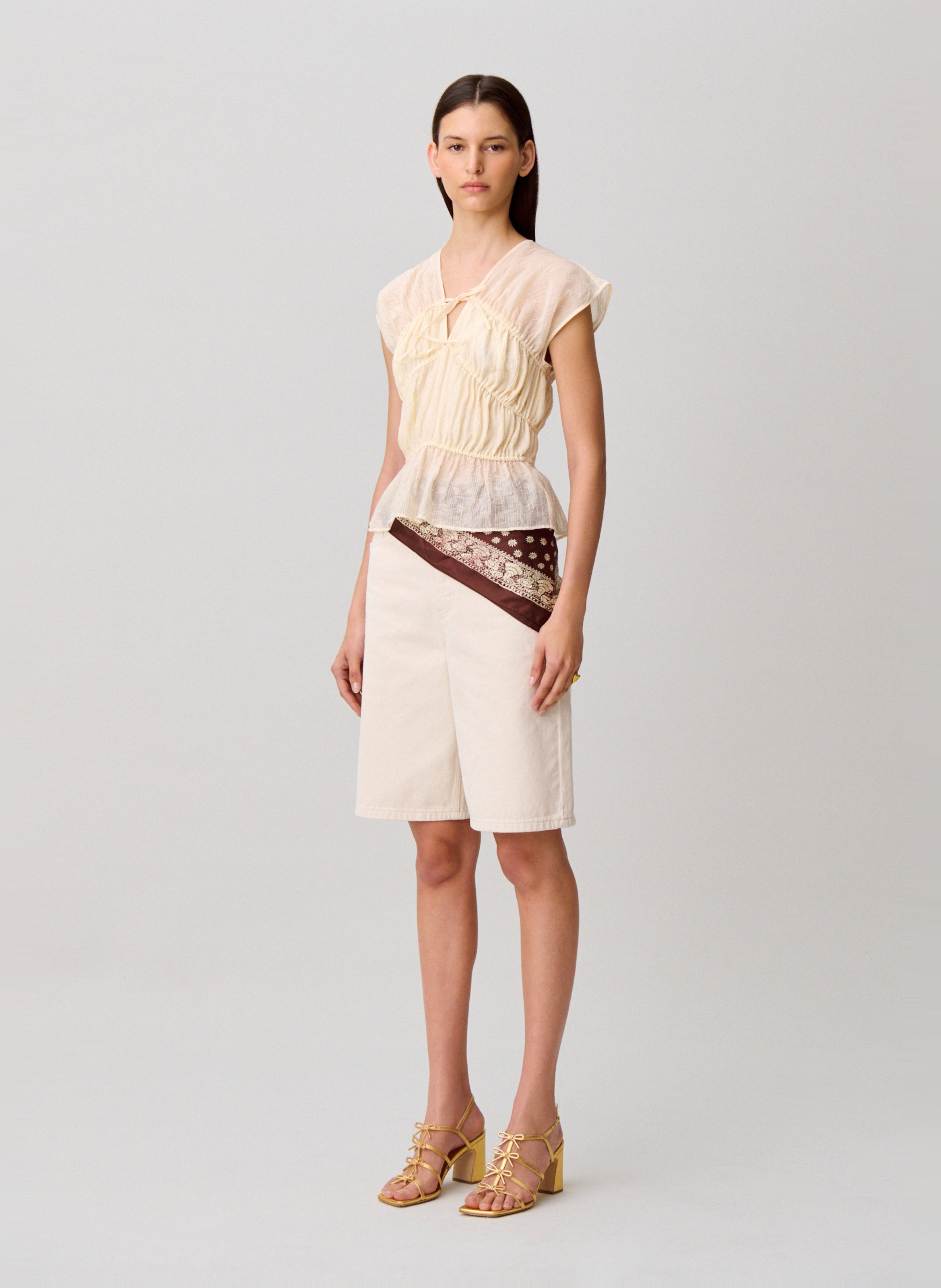 Top sans manches à fronces CLAUDIE PIERLOT Blanc