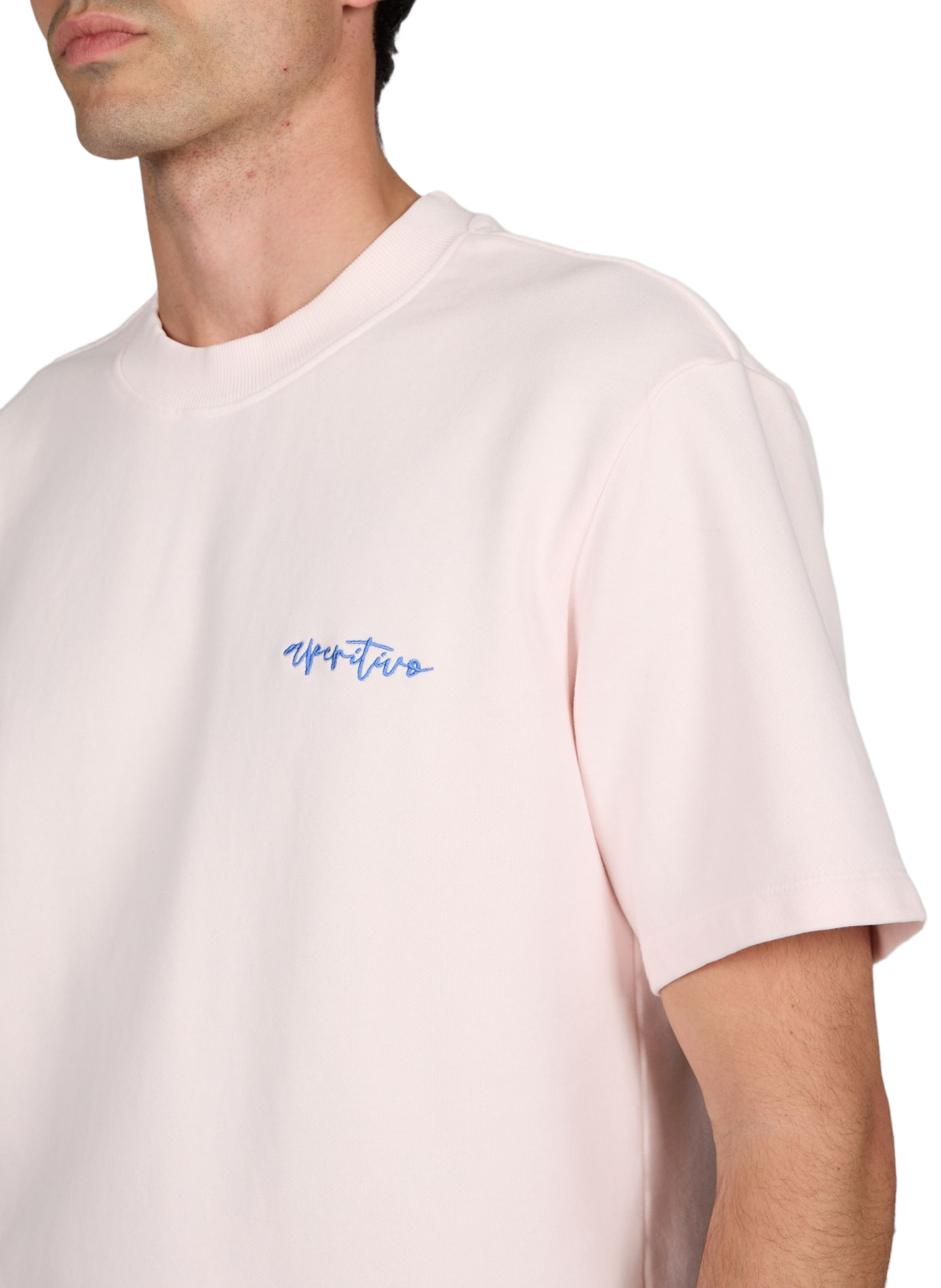 T-shirt droit brodé Terry en coton organique MINIMUM Rose