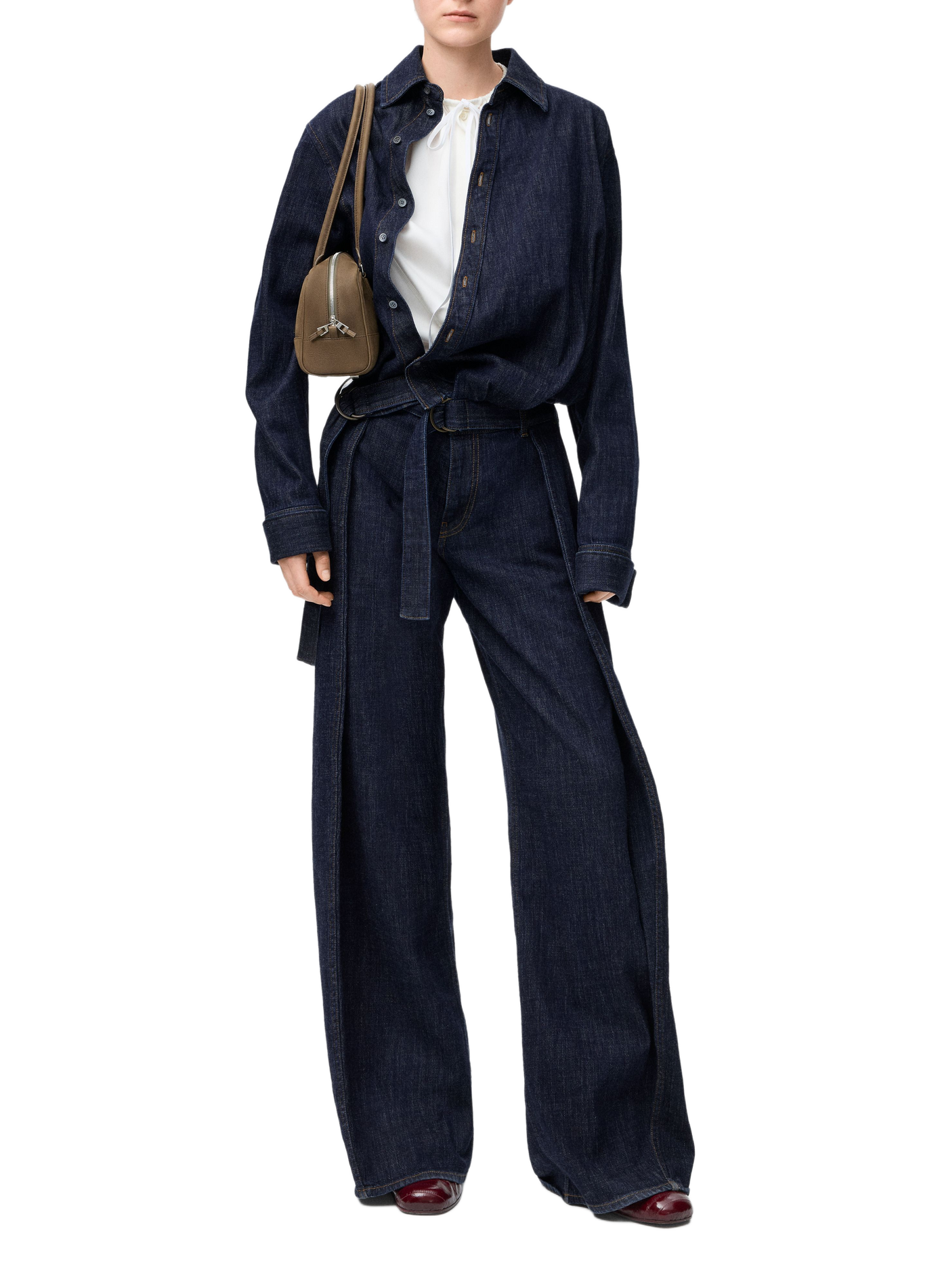 Belted lightweight cotton denim jeans LOEWE Blue