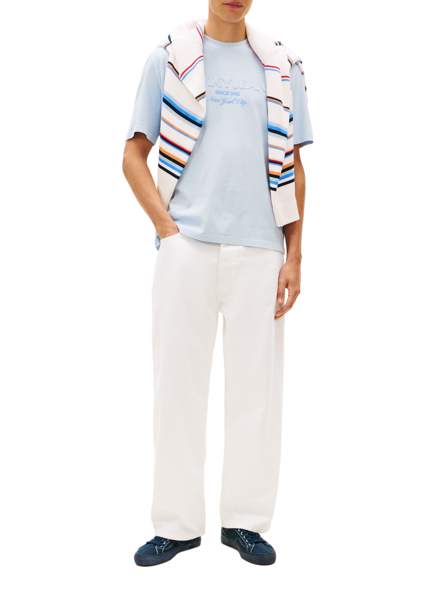 Maglietta oversize a maniche corte in cotone TOMMY HILFIGER Blu