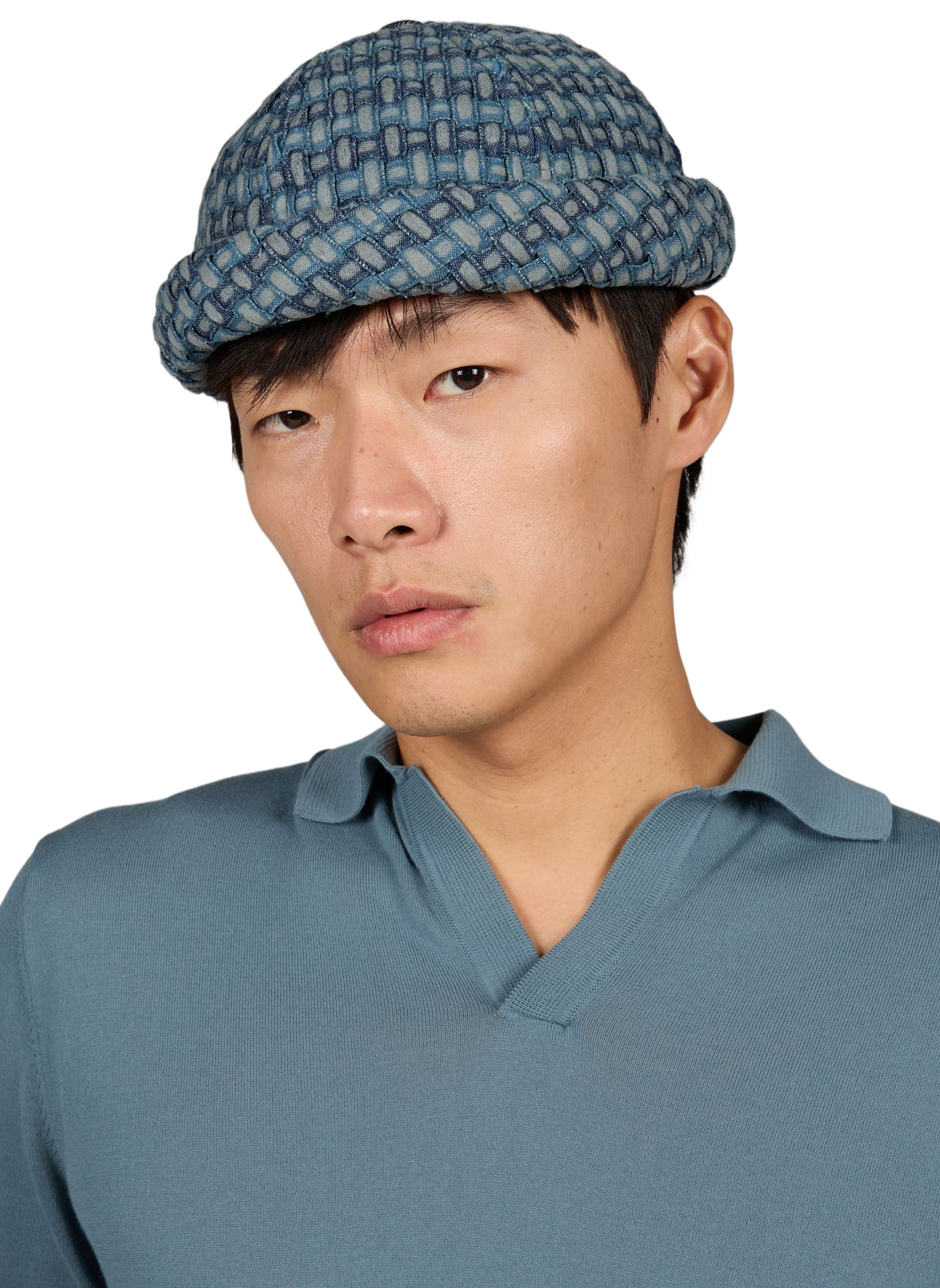 Braided cotton denim hat BETON CIRE Blue