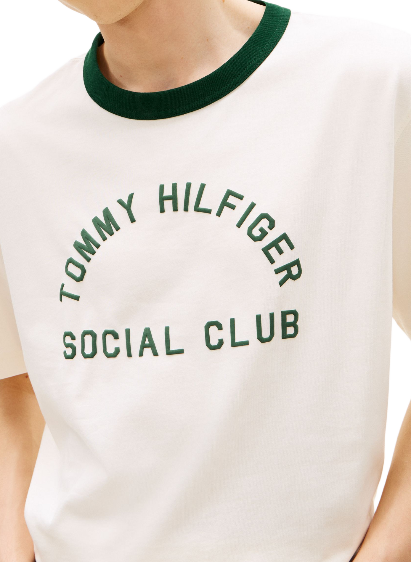 Round-neck printed cotton T-shirt TOMMY HILFIGER Beige