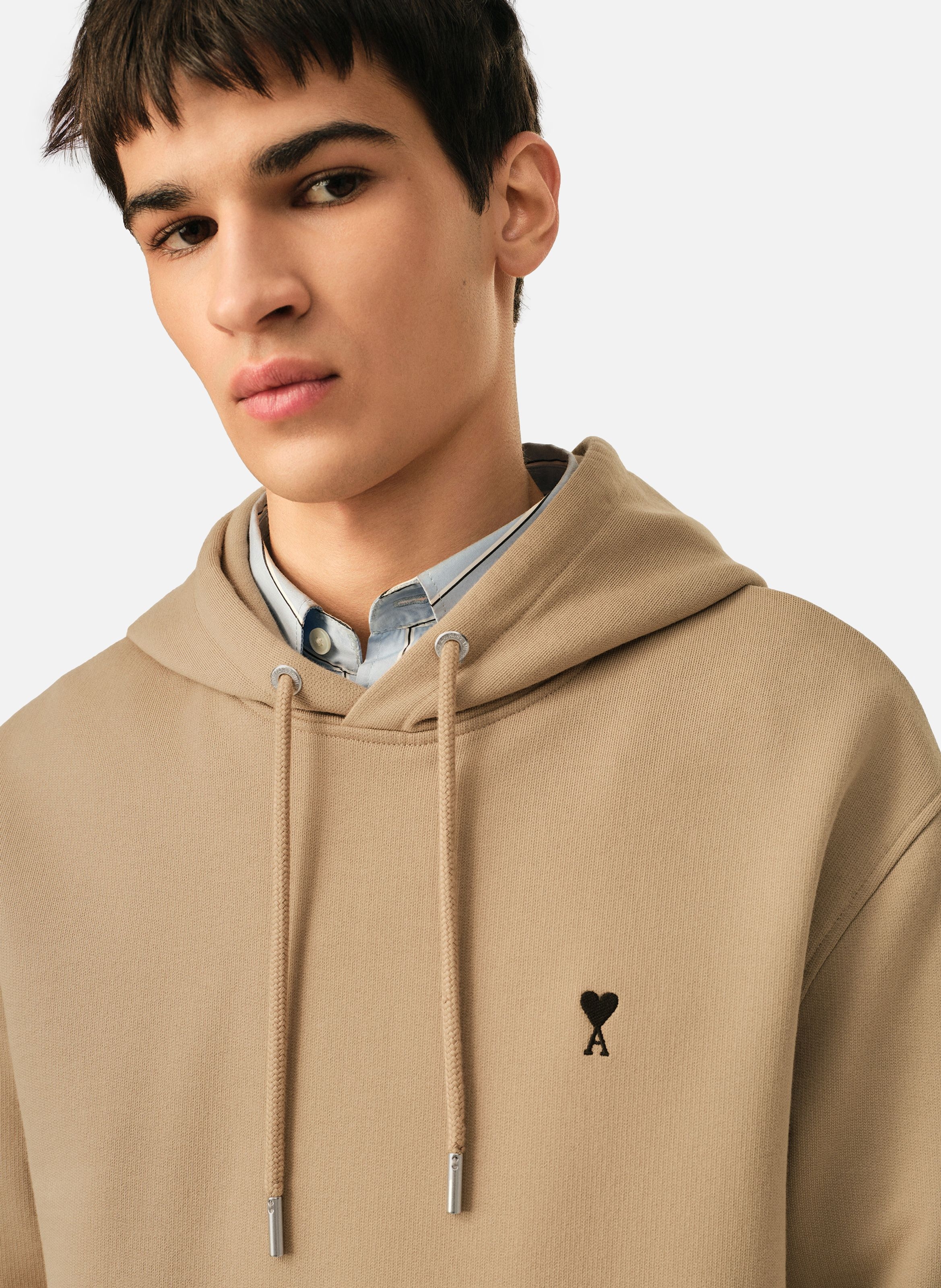 Hoodie en coton ami de coeur AMI PARIS Beige