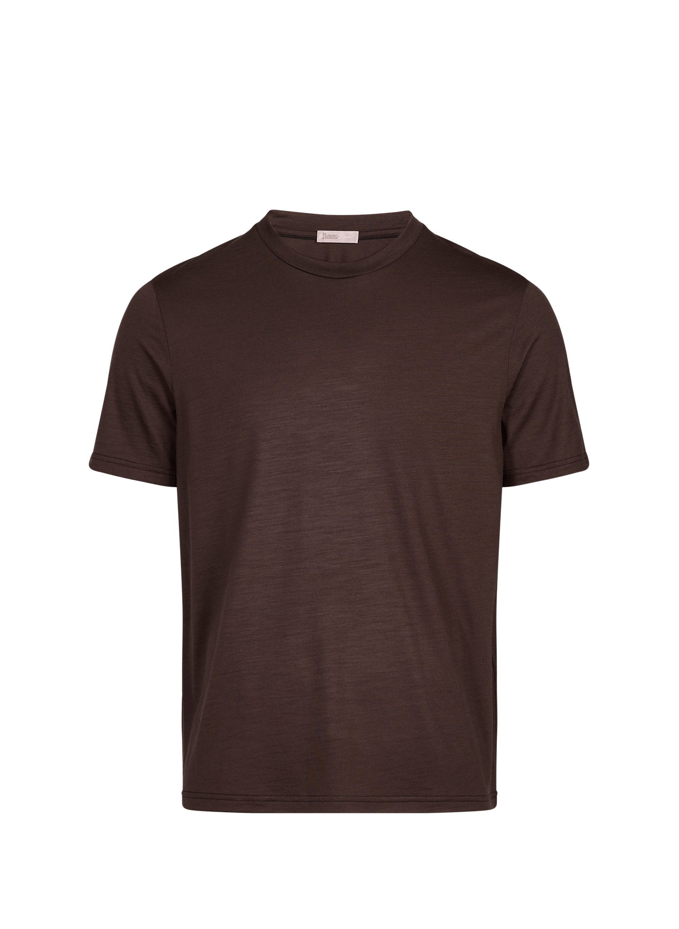 Fließendes einfarbiges Woll-T-Shirt HERNO Braun
