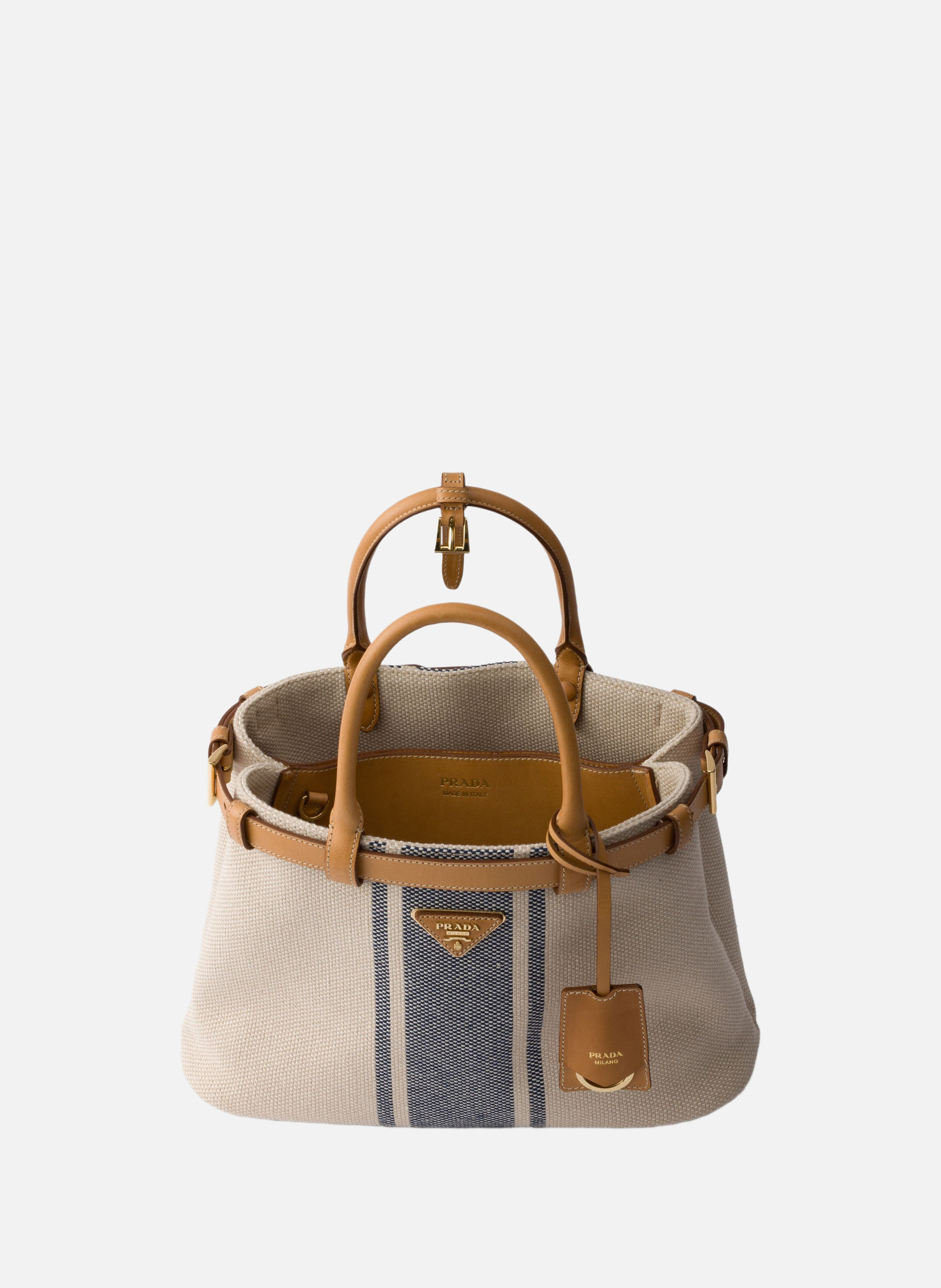Petit sac prada buckle en toile et cuir PRADA Beige