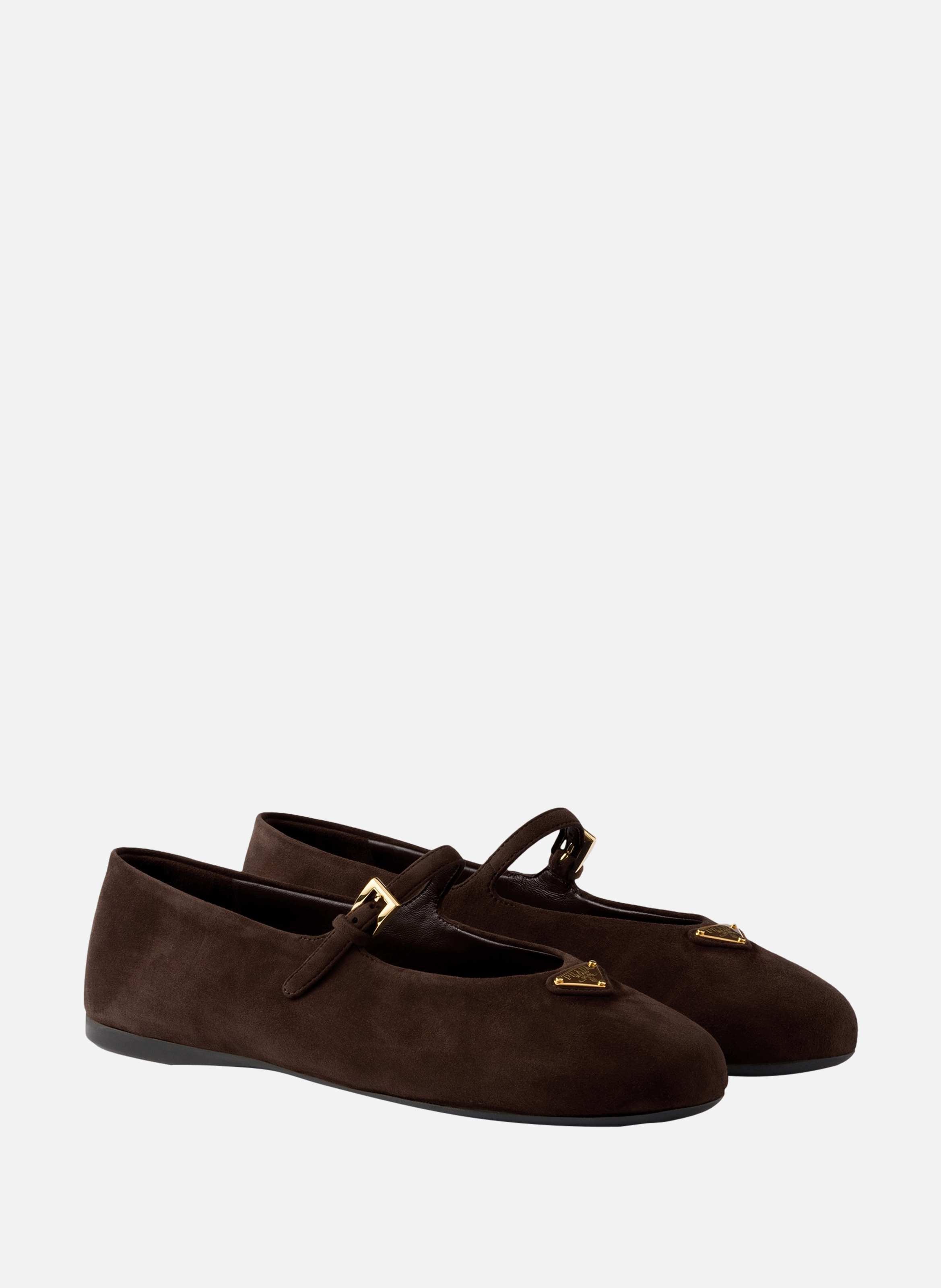 Ballerines en veau velours PRADA Marron