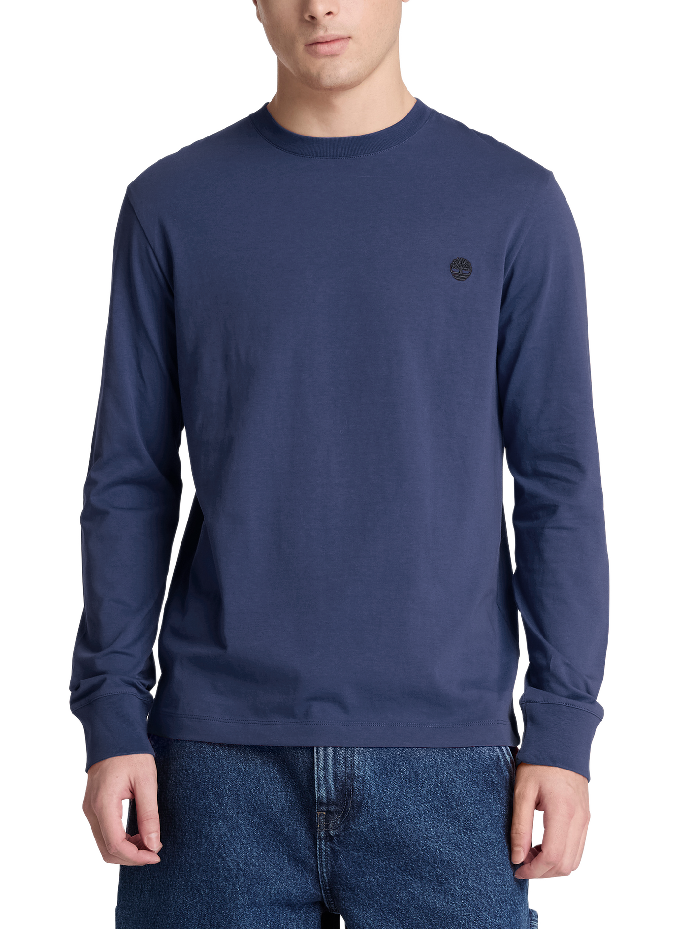 Gerader T-Shirt mit gesticktem Logo aus Baumwolle TIMBERLAND Blau