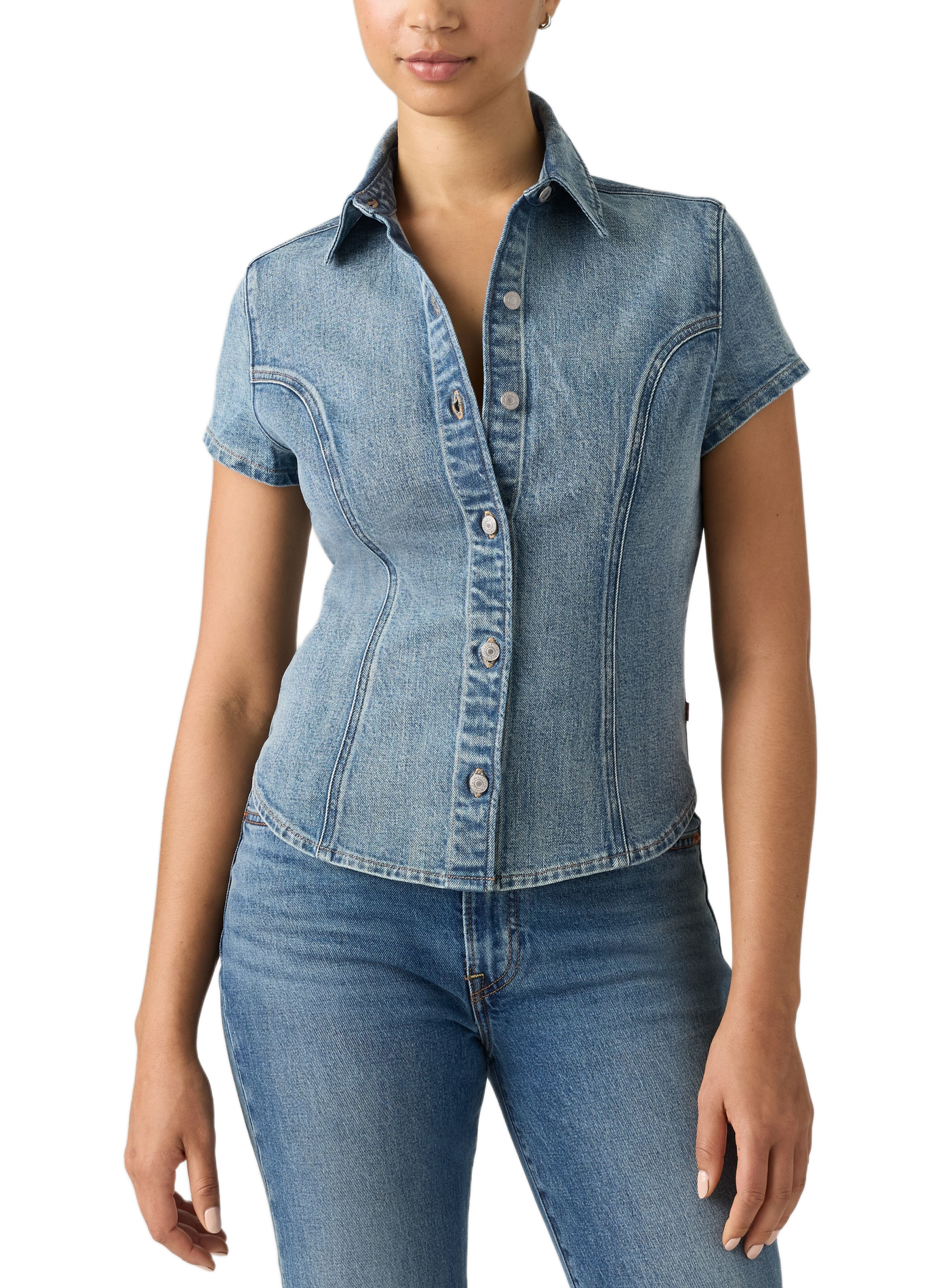 Taillierte Denim-Hemd aus Baumwollmischung LEVI'S Blau
