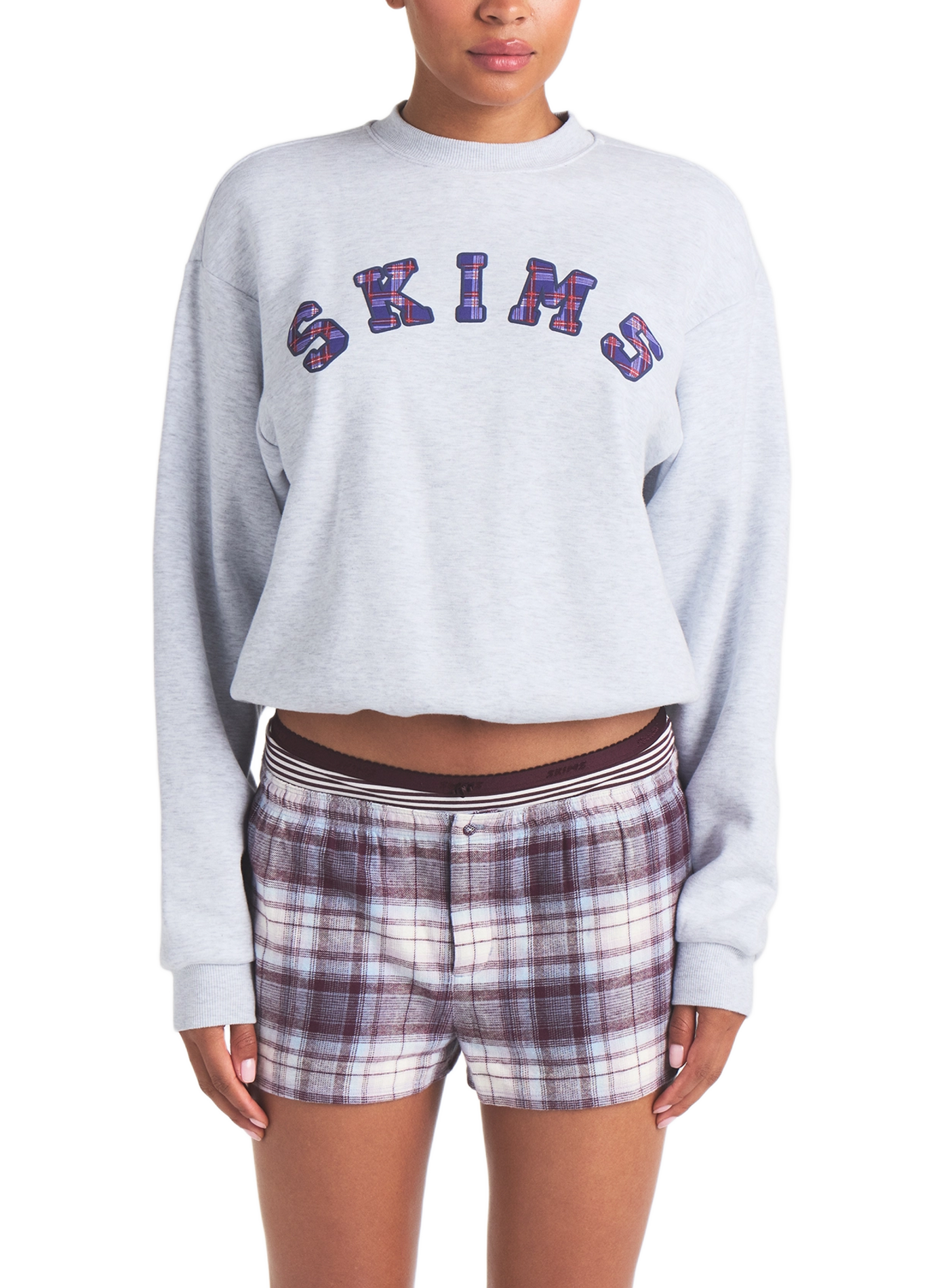 Kort sweatshirt met logo in gemengd katoen SKIMS Grijs