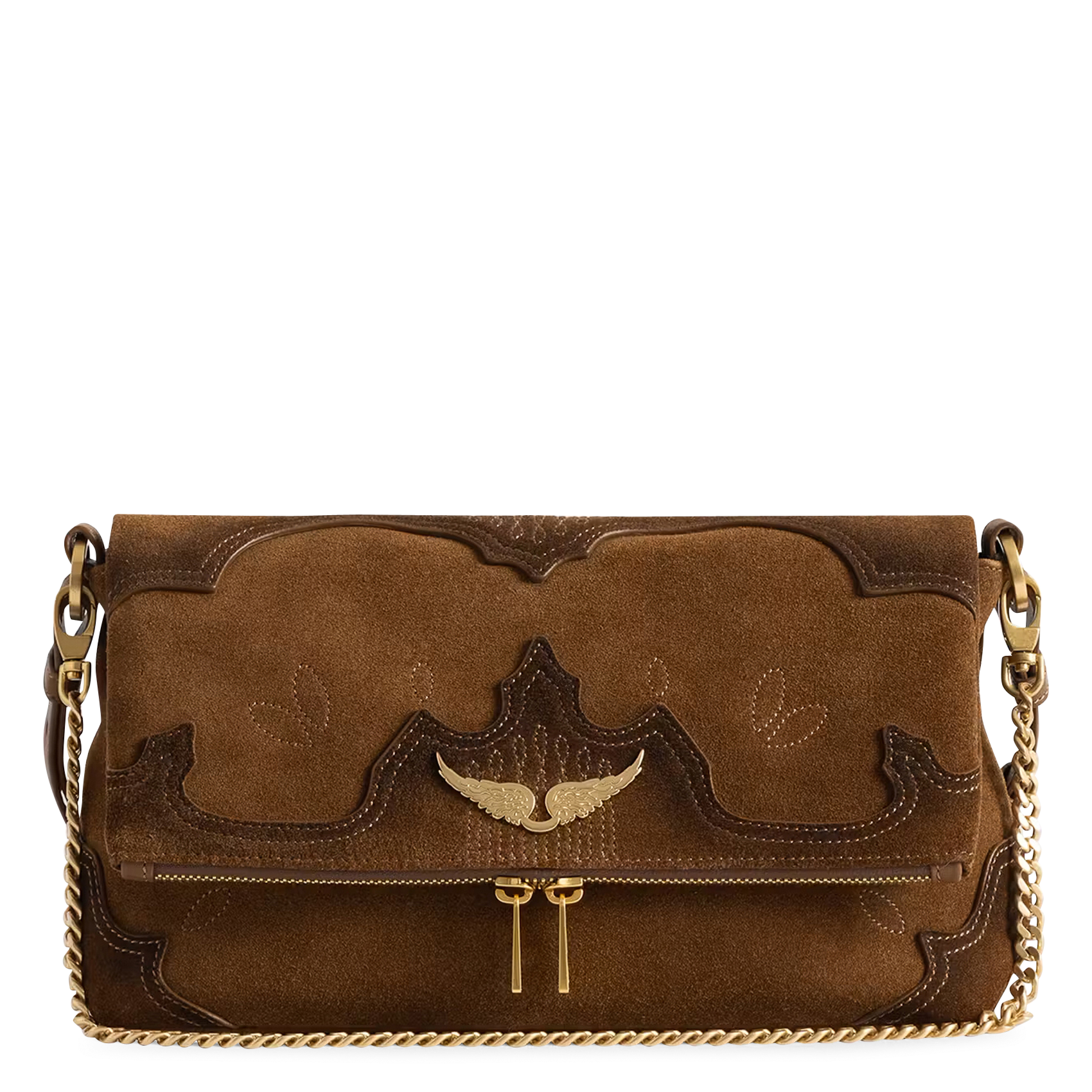 Schoudertas van leer Rocky II ZADIG&VOLTAIRE Bruin