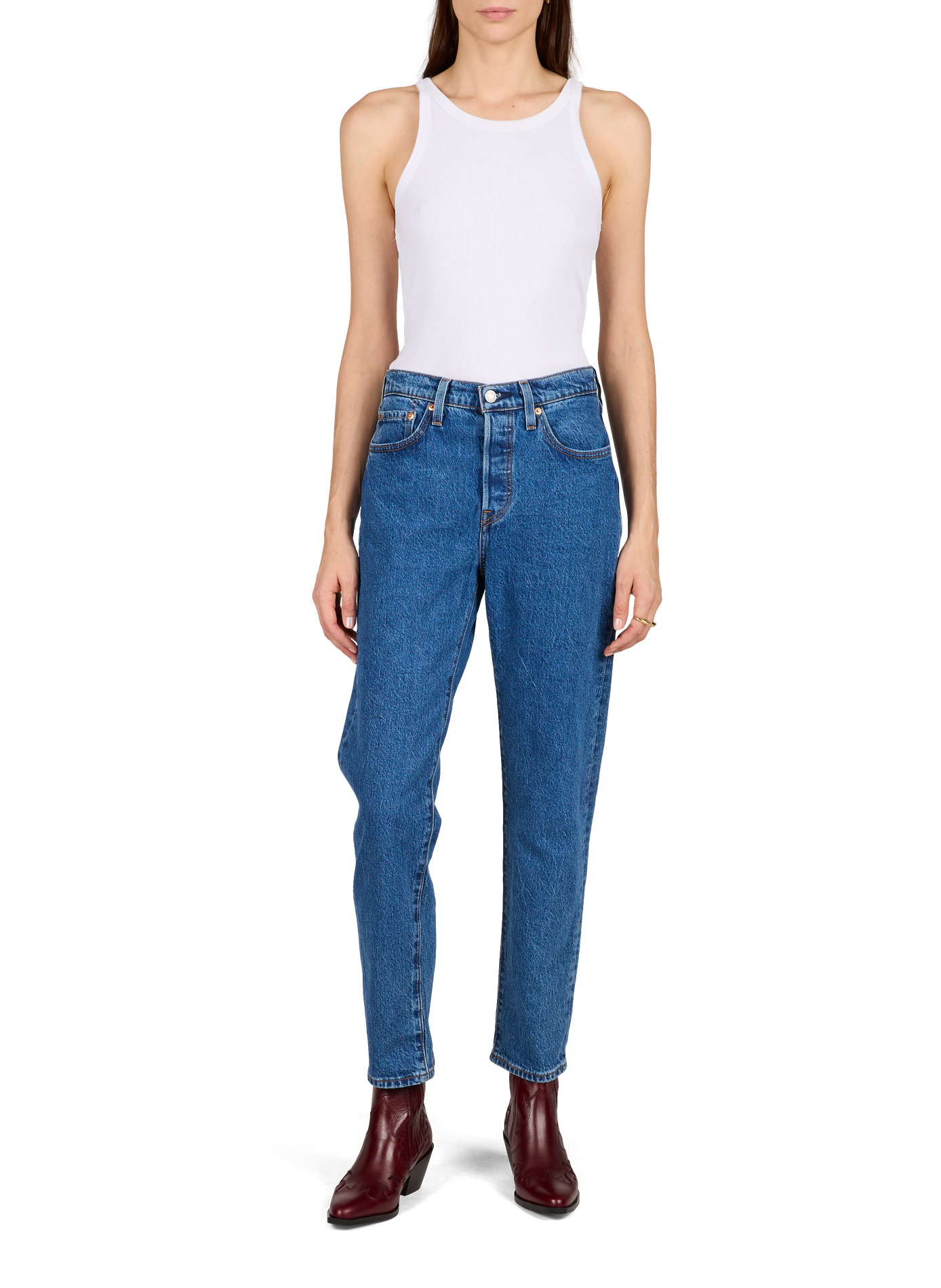 Jean 501 cropped en coton mélangé LEVI'S Bleu