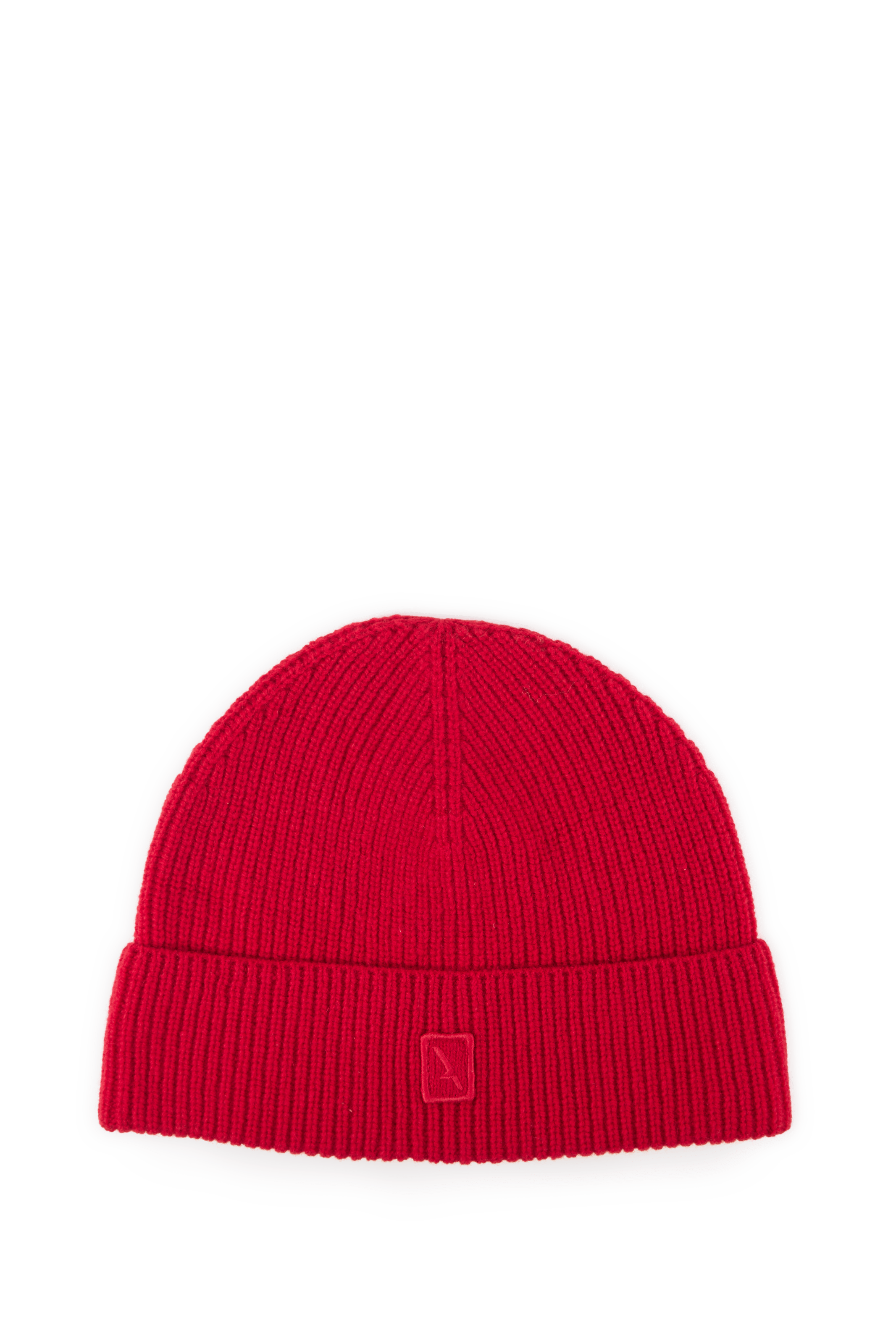 Plain turn-up beanie in a wool blend  Chili pepper